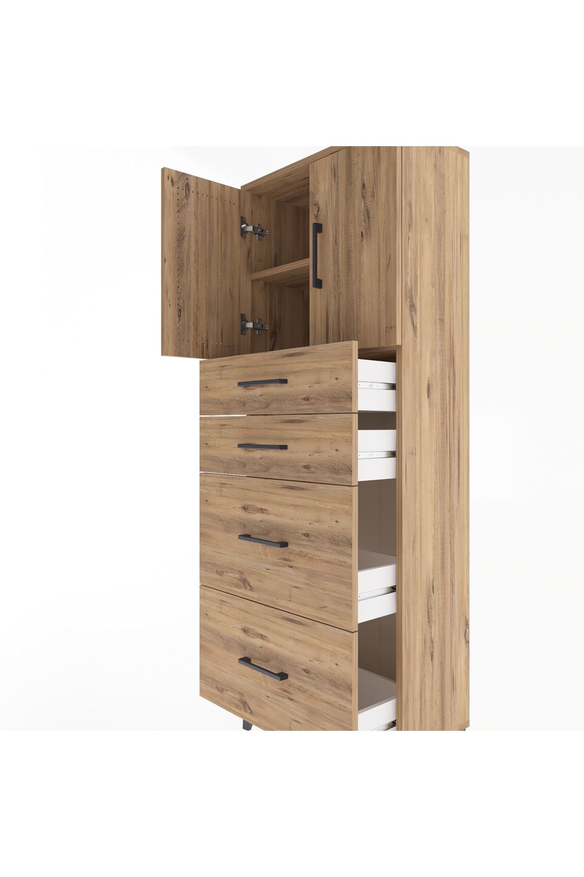 Arges Dolap 2 Raflı 4 Çekmeceli 2 Kapaklı 60x30x163 - S20M065V9A