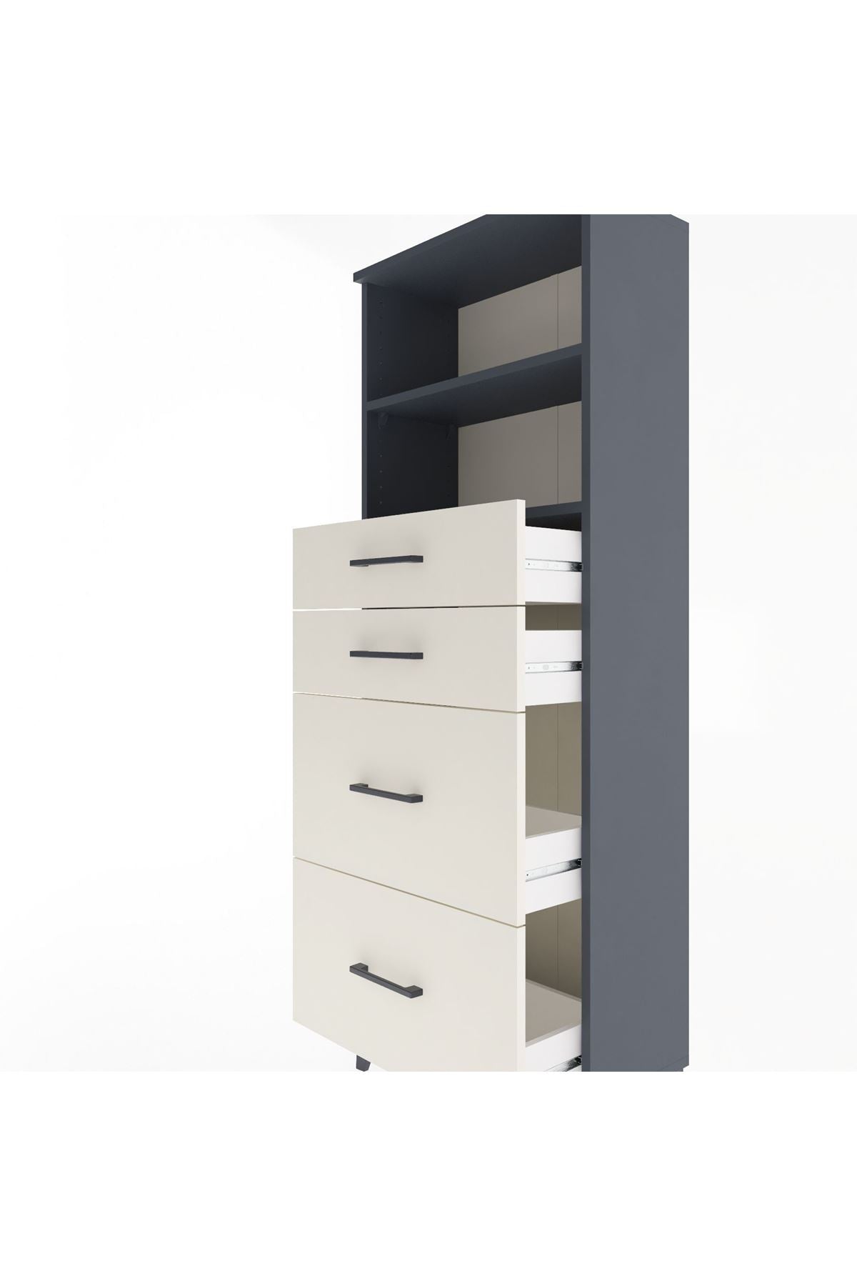 Arges Dolap 2 Raflı 4 Çekmeceli 60x30x163 - S20M066V4A
