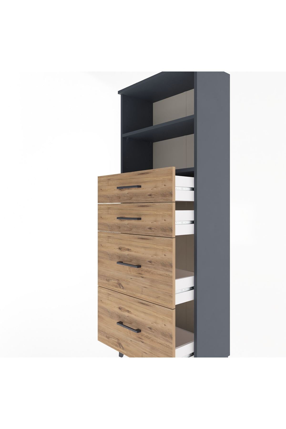 Arges Dolap 2 Raflı 4 Çekmeceli 60x30x163 - S20M066V6A
