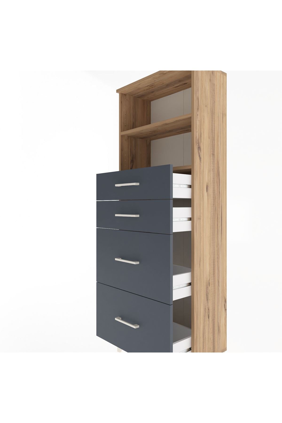 Arges Dolap 2 Raflı 4 Çekmeceli 60x30x163 - S20M066V8A