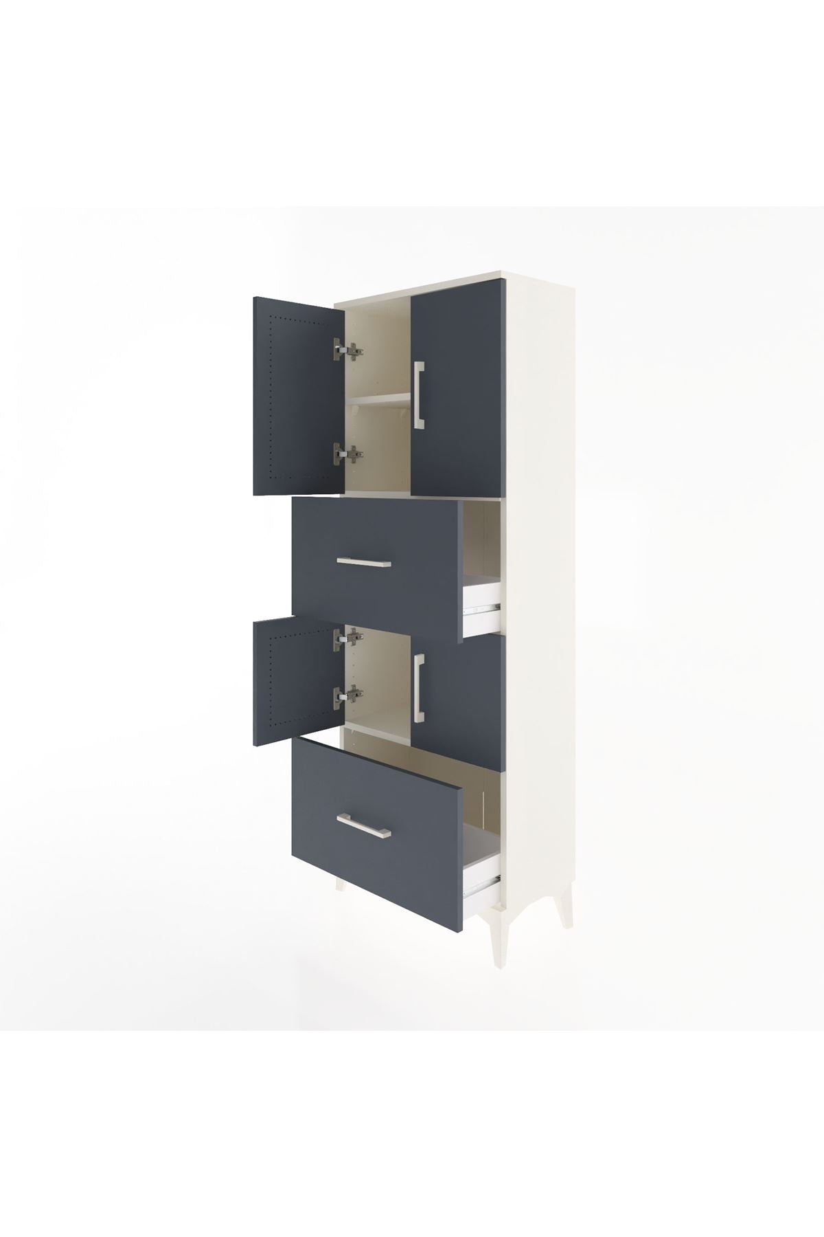 Arges Dolap 3 Raflı 2 Çekmeceli 4 Kapaklı 60x30x163 - S20M067V2A