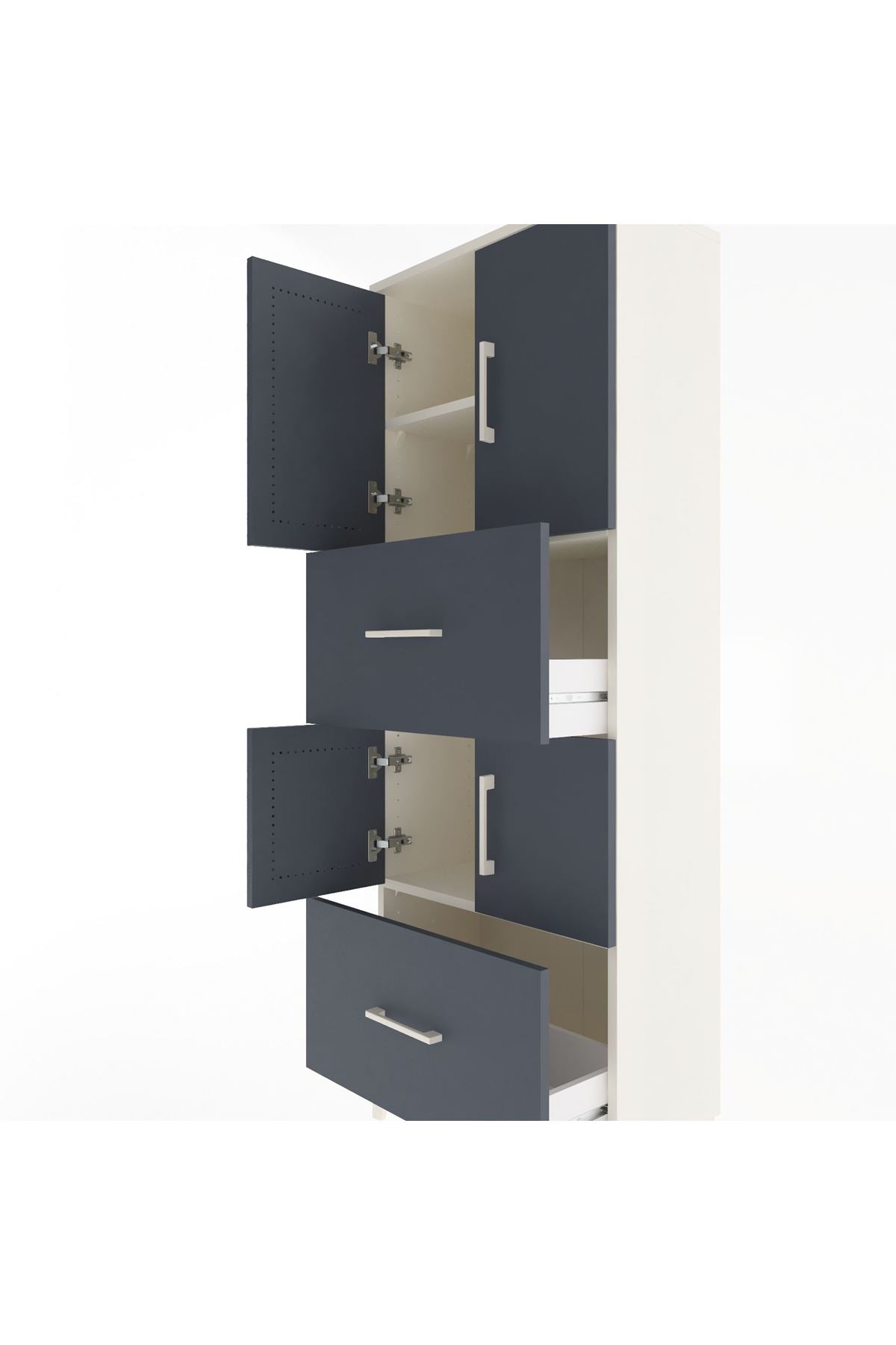Arges Dolap 3 Raflı 2 Çekmeceli 4 Kapaklı 60x30x163 - S20M067V2A