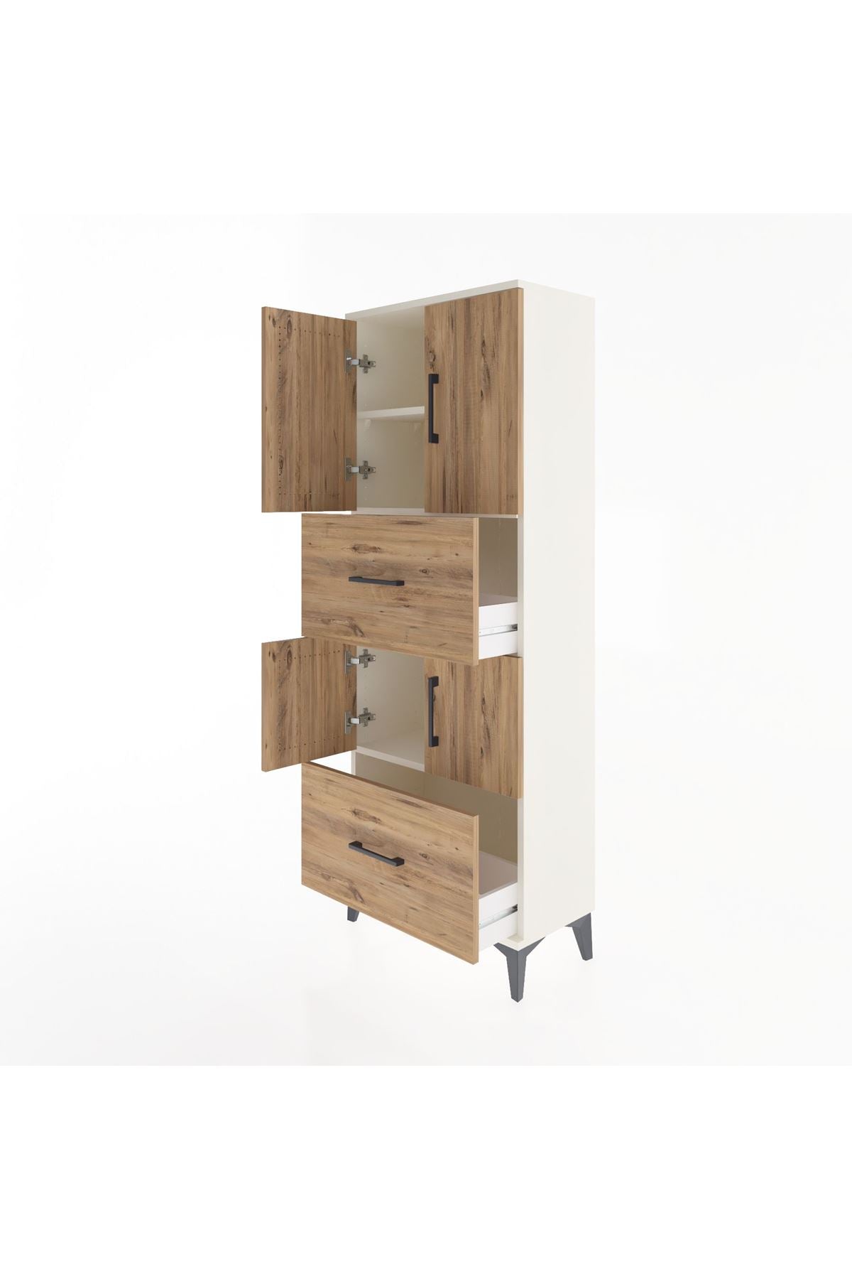 Arges Dolap 3 Raflı 2 Çekmeceli 4 Kapaklı 60x30x163 - S20M067V3A