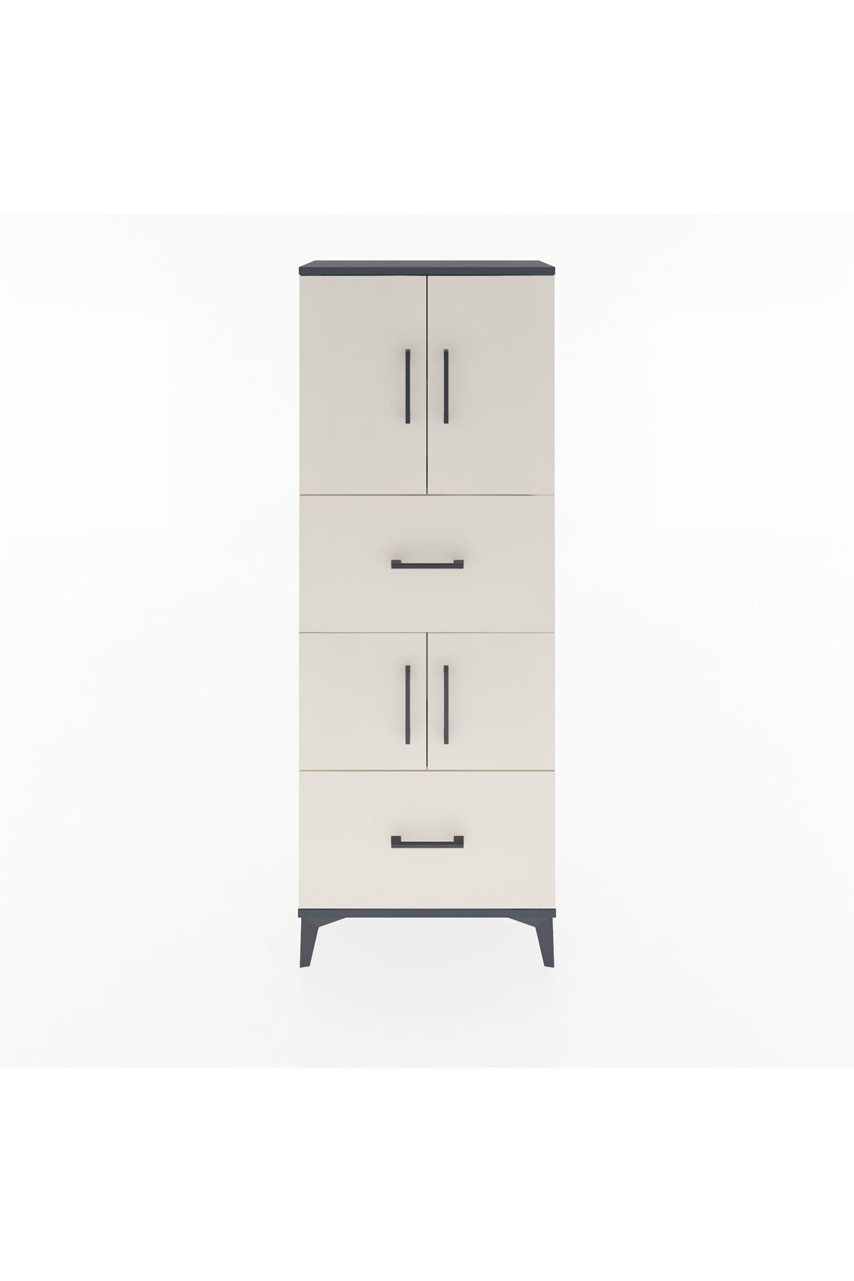 Arges Dolap 3 Raflı 2 Çekmeceli 4 Kapaklı 60x30x163 - S20M067V4A