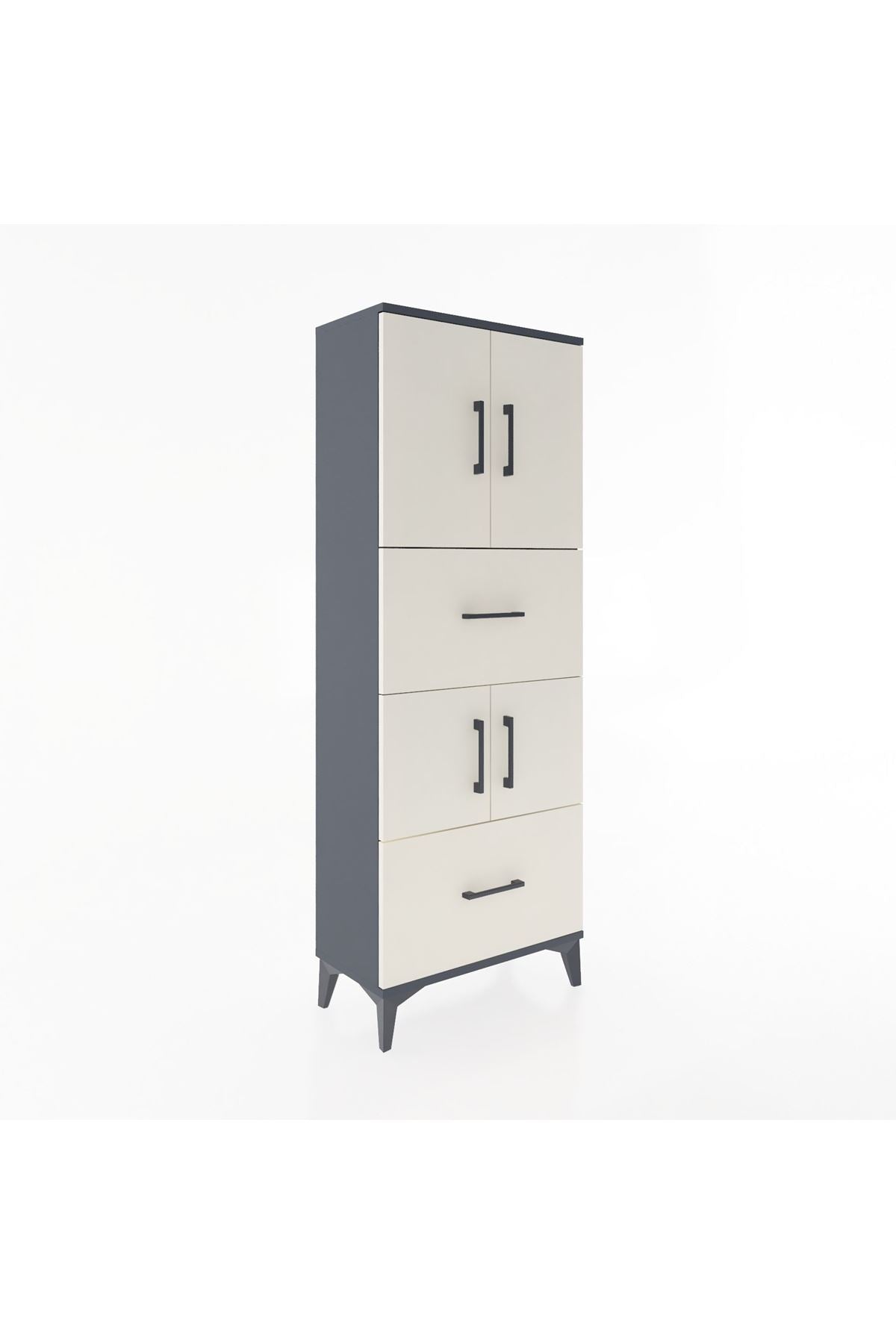 Arges Dolap 3 Raflı 2 Çekmeceli 4 Kapaklı 60x30x163 - S20M067V4A