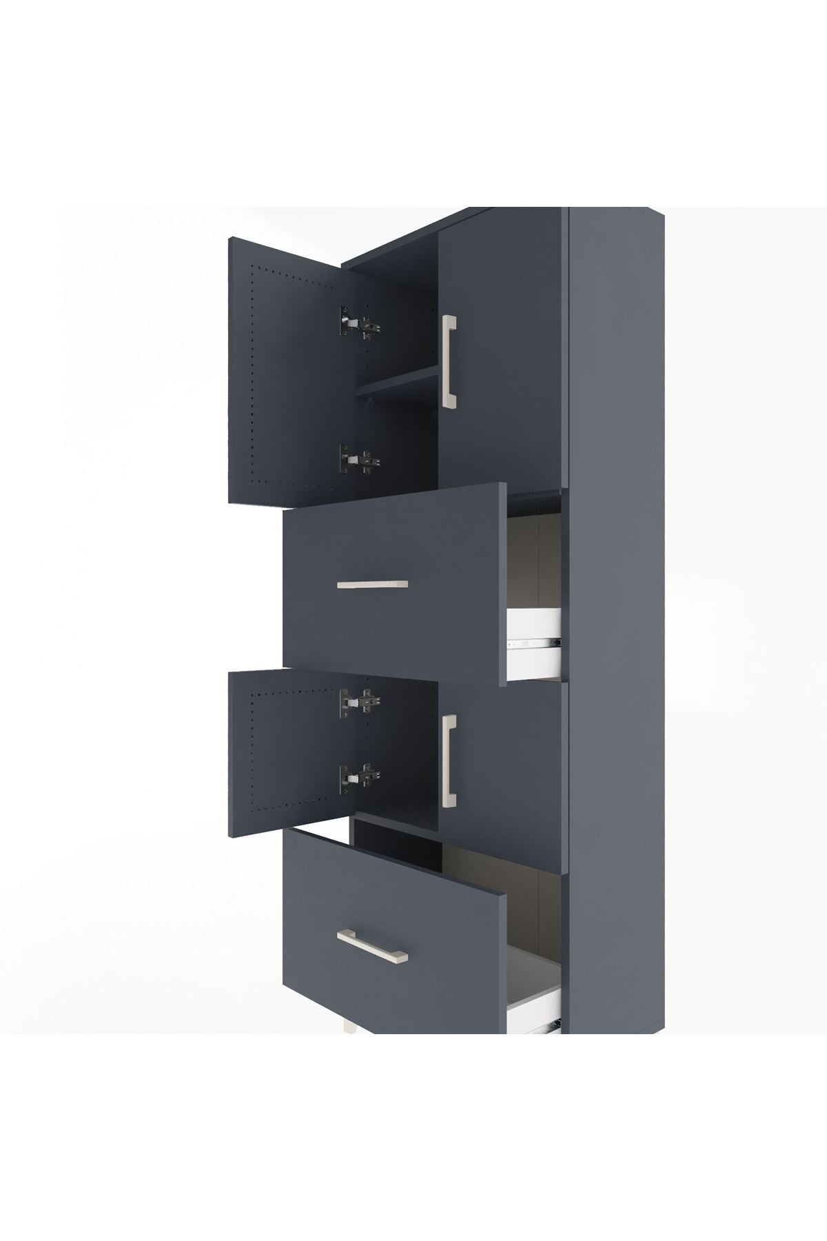 Arges Dolap 3 Raflı 2 Çekmeceli 4 Kapaklı 60x30x163 - S20M067V5A