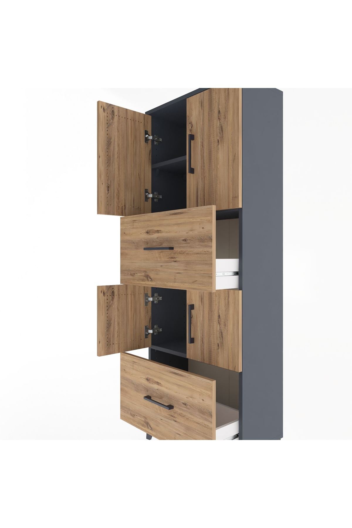 Arges Dolap 3 Raflı 2 Çekmeceli 4 Kapaklı 60x30x163 - S20M067V6A