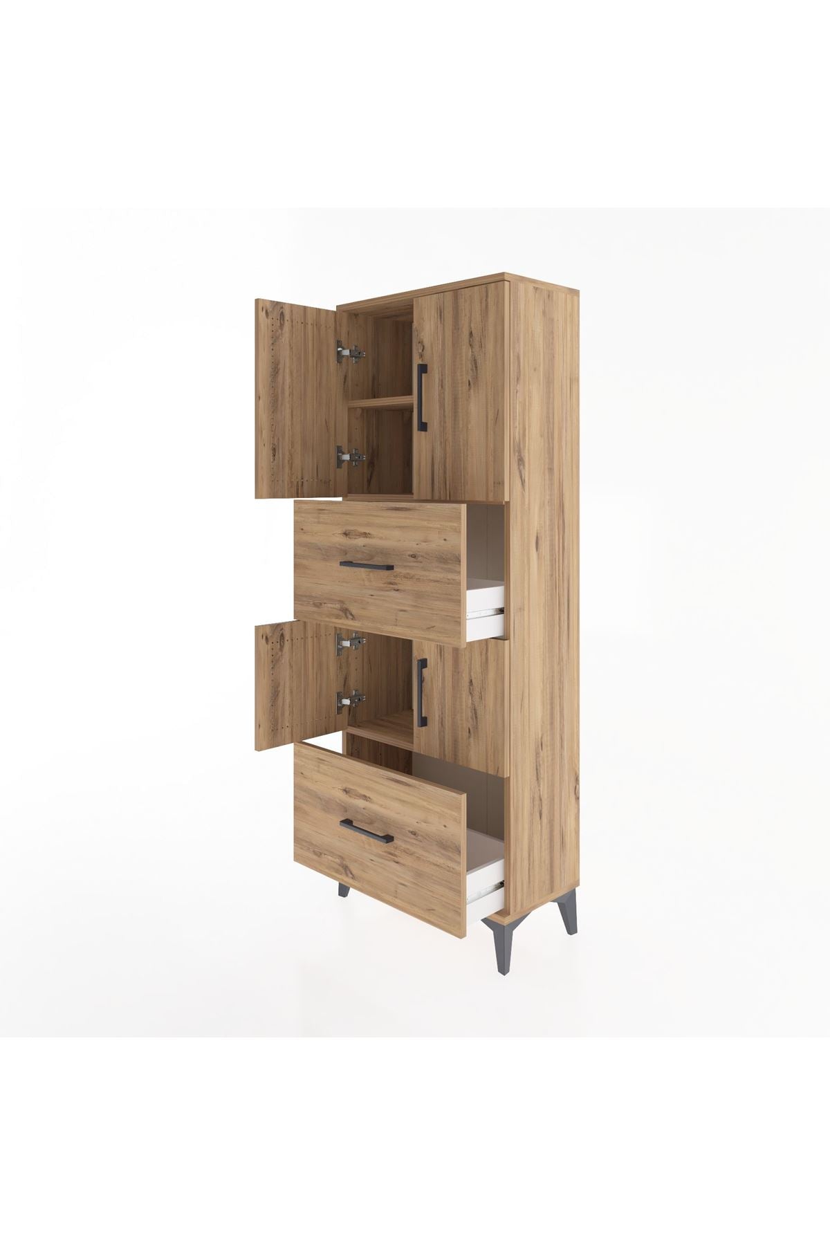 Arges Dolap 3 Raflı 2 Çekmeceli 4 Kapaklı 60x30x163 - S20M067V9A