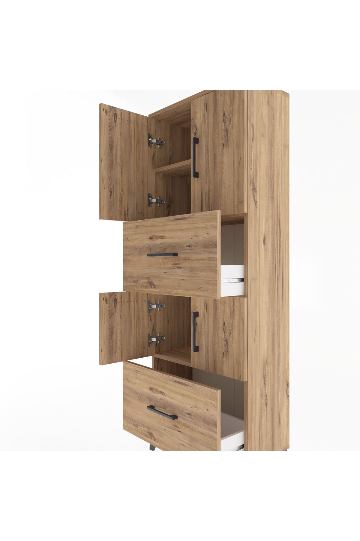 Arges Dolap 3 Raflı 2 Çekmeceli 4 Kapaklı 60x30x163 - S20M067V9A
