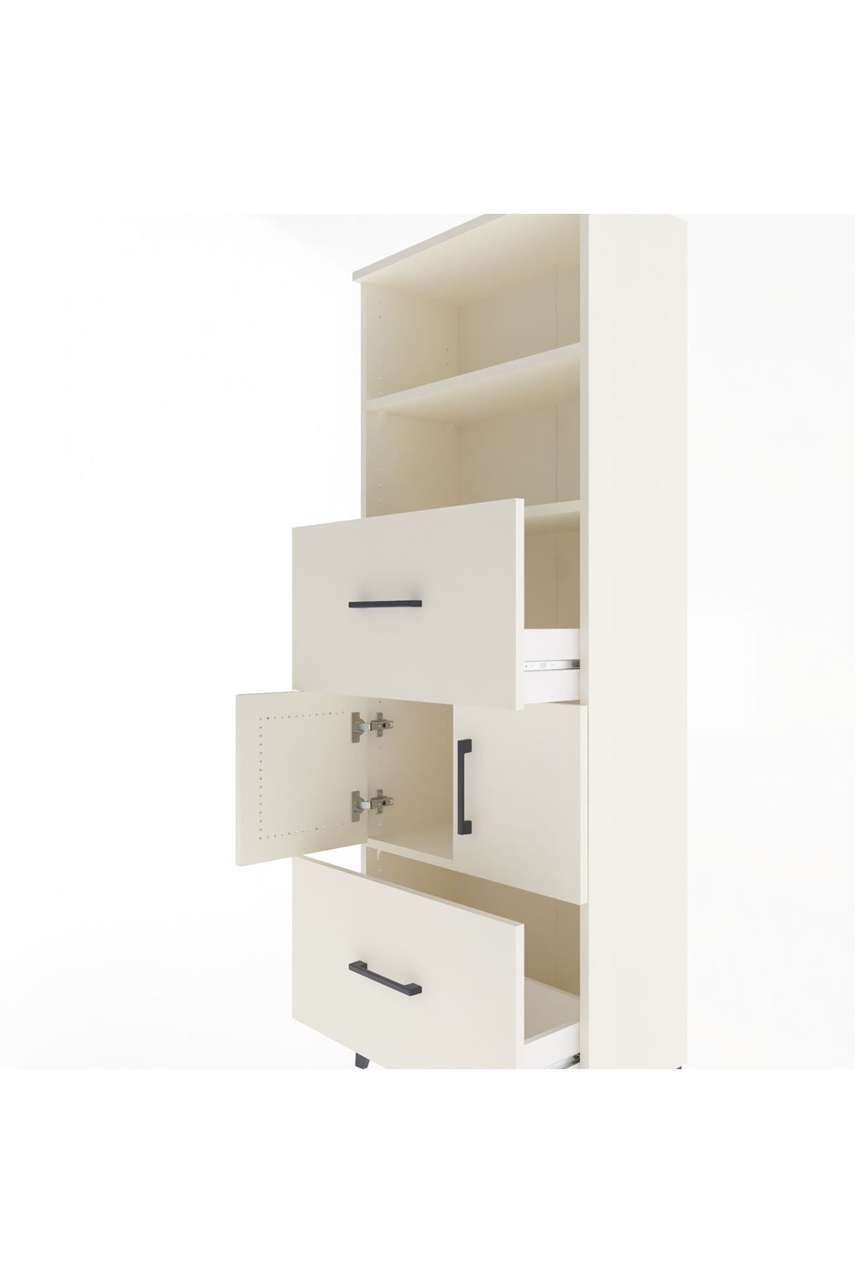Arges Dolap 3 Raflı 2 Çekmeceli 2 Kapaklı 60x30x163 - S20M068V1A