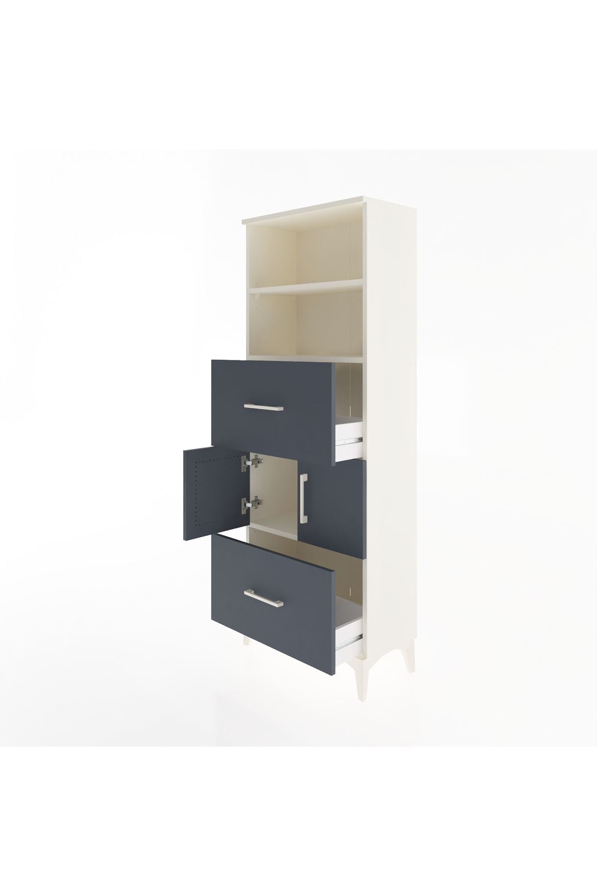 Arges Dolap 3 Raflı 2 Çekmeceli 2 Kapaklı 60x30x163 - S20M068V2A