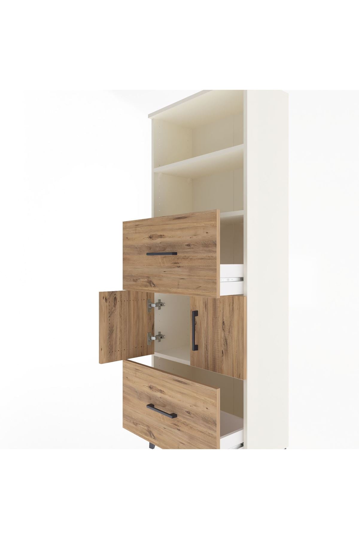 Arges Dolap 3 Raflı 2 Çekmeceli 2 Kapaklı 60x30x163 - S20M068V3A
