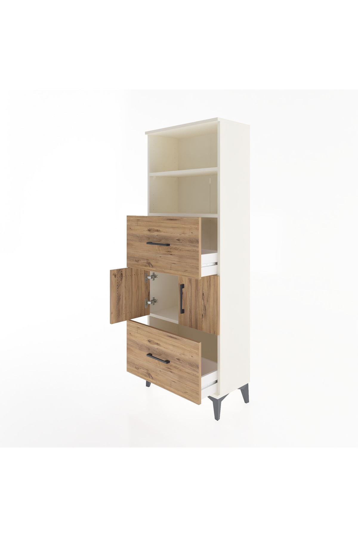 Arges Dolap 3 Raflı 2 Çekmeceli 2 Kapaklı 60x30x163 - S20M068V3A