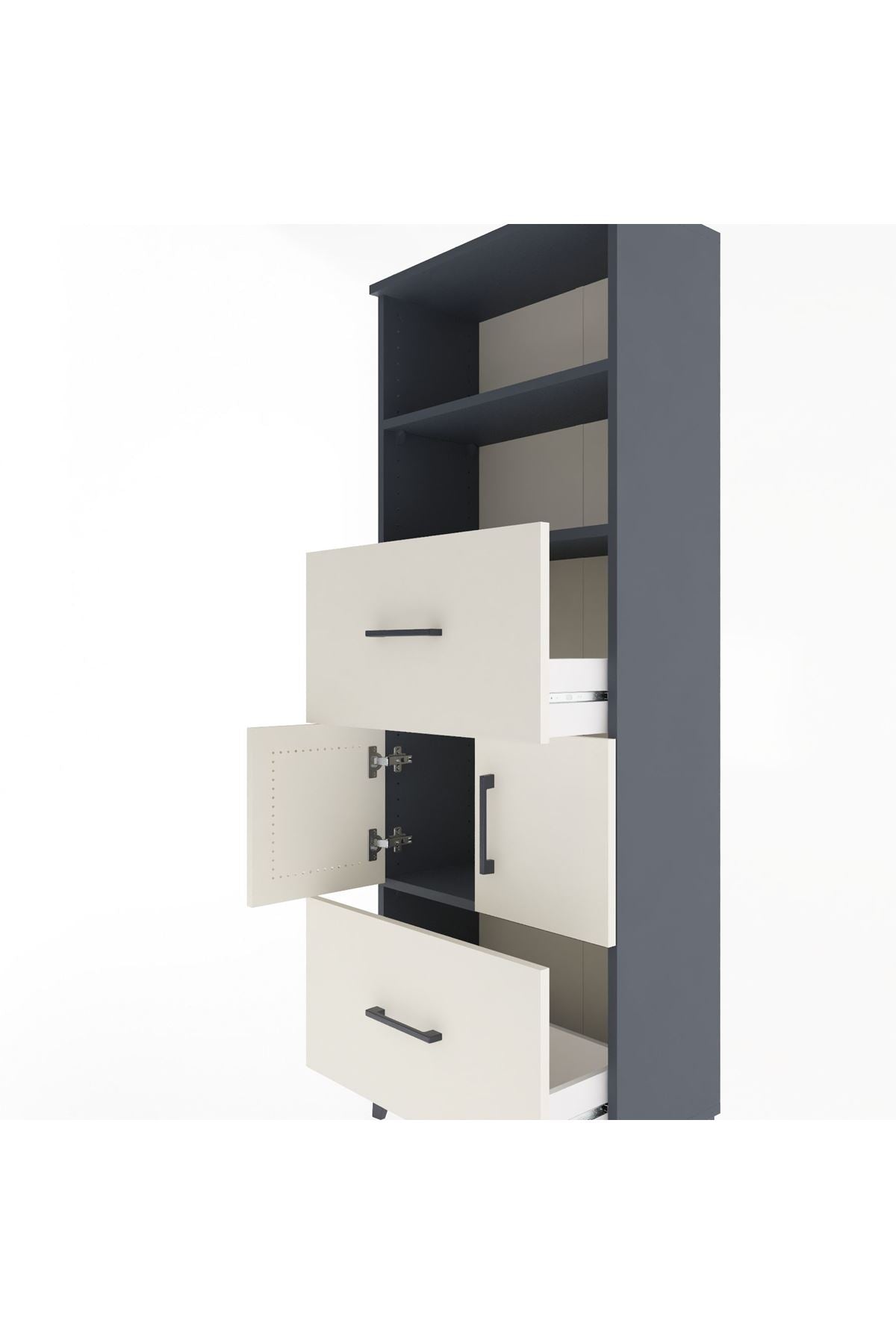 Arges Dolap 3 Raflı 2 Çekmeceli 2 Kapaklı 60x30x163 - S20M068V4A