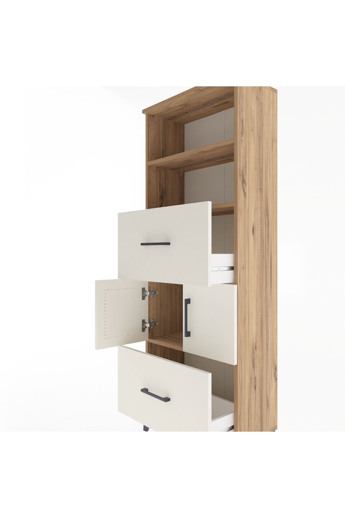 Arges Dolap 3 Raflı 2 Çekmeceli 2 Kapaklı 60x30x163 - S20M068V7A