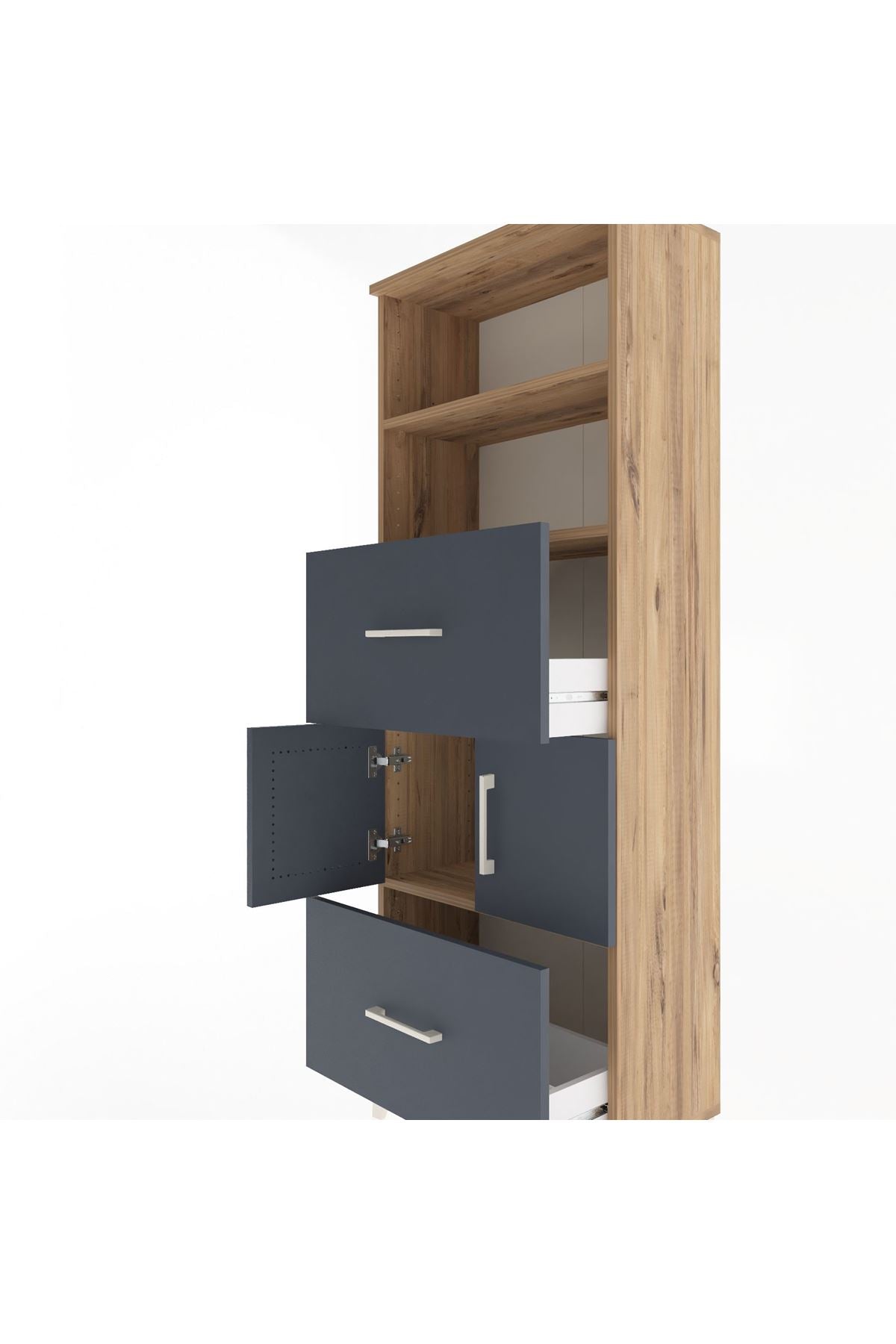 Arges Dolap 3 Raflı 2 Çekmeceli 2 Kapaklı 60x30x163 - S20M068V8A
