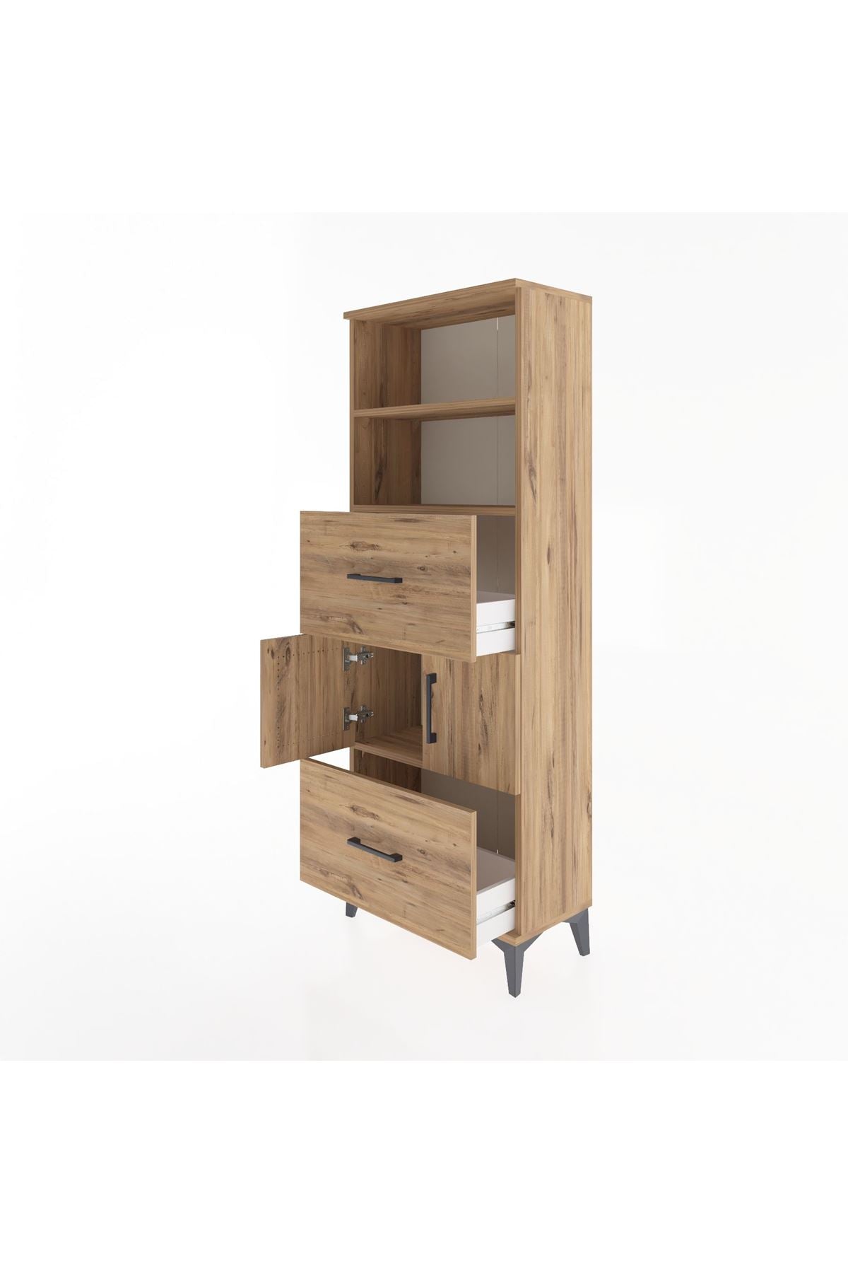 Arges Dolap 3 Raflı 2 Çekmeceli 2 Kapaklı 60x30x163 - S20M068V9A