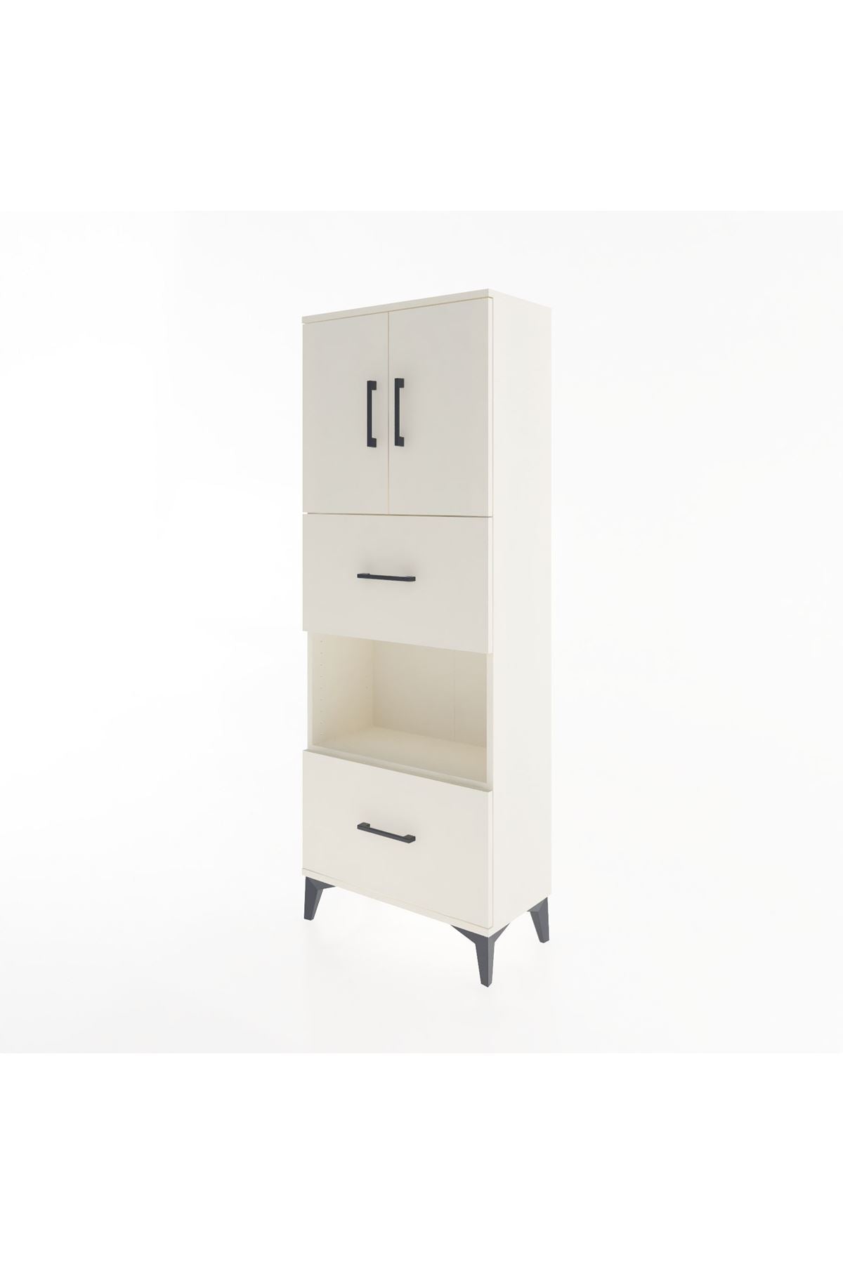 Arges Dolap 3 Raflı 2 Çekmeceli 2 Kapaklı 60x30x163 - S20M069V1A