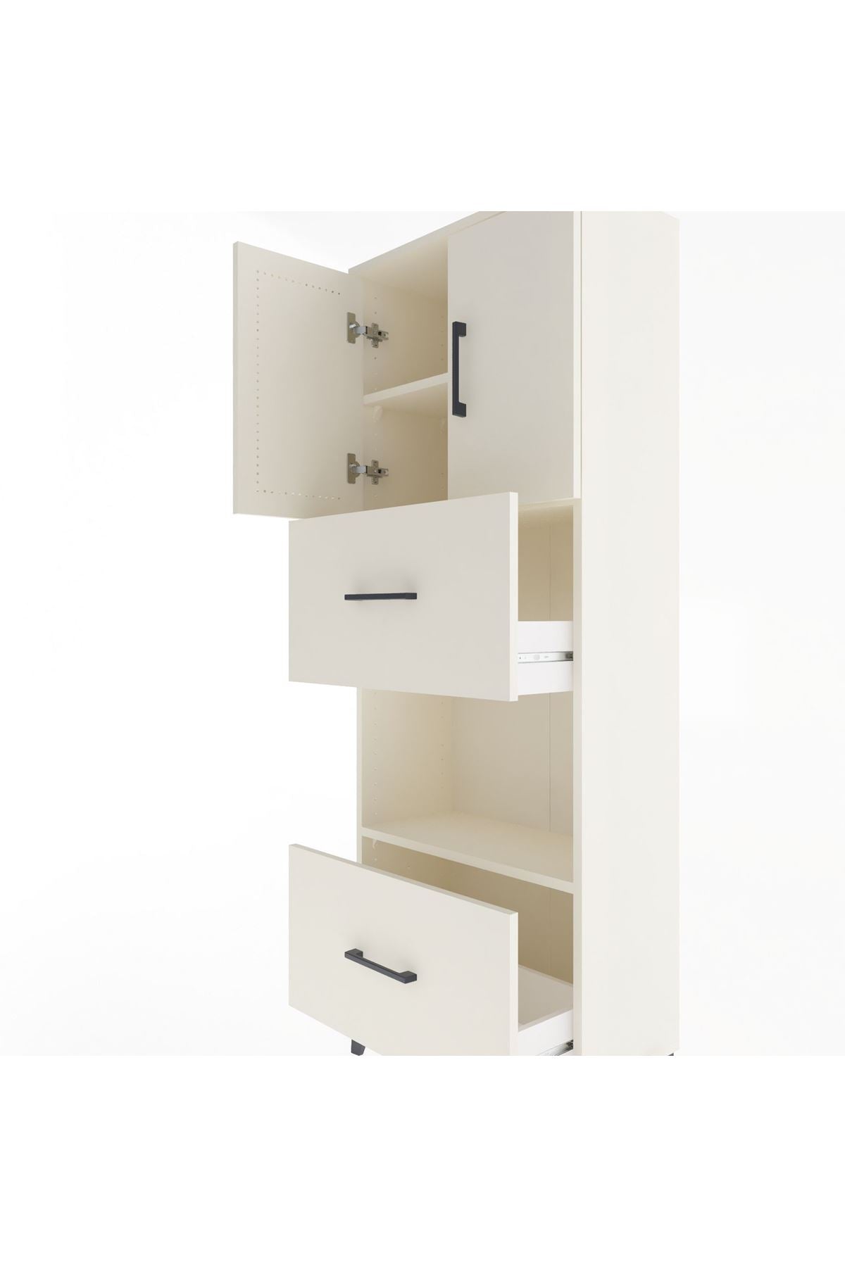 Arges Dolap 3 Raflı 2 Çekmeceli 2 Kapaklı 60x30x163 - S20M069V1A