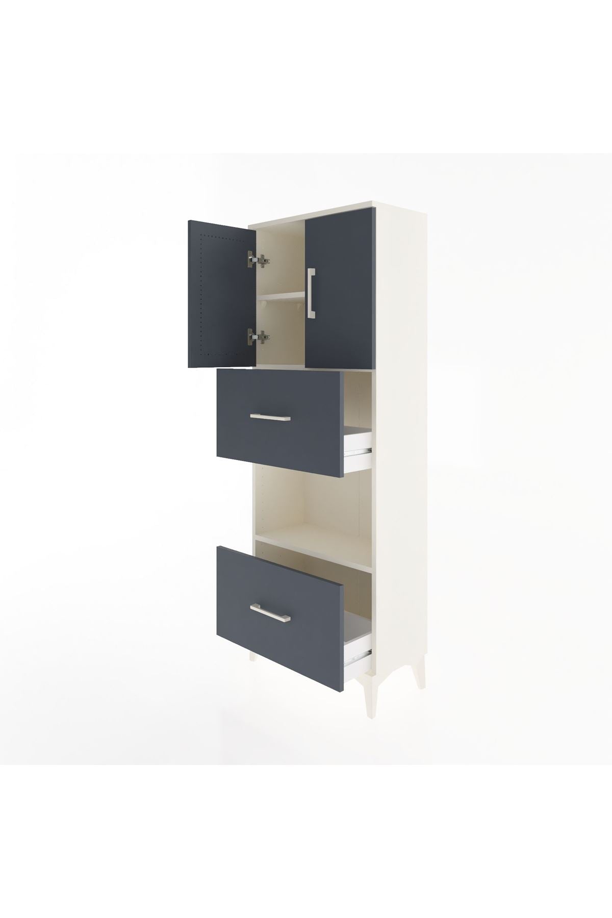 Arges Dolap 3 Raflı 2 Çekmeceli 2 Kapaklı 60x30x163 - S20M069V2A