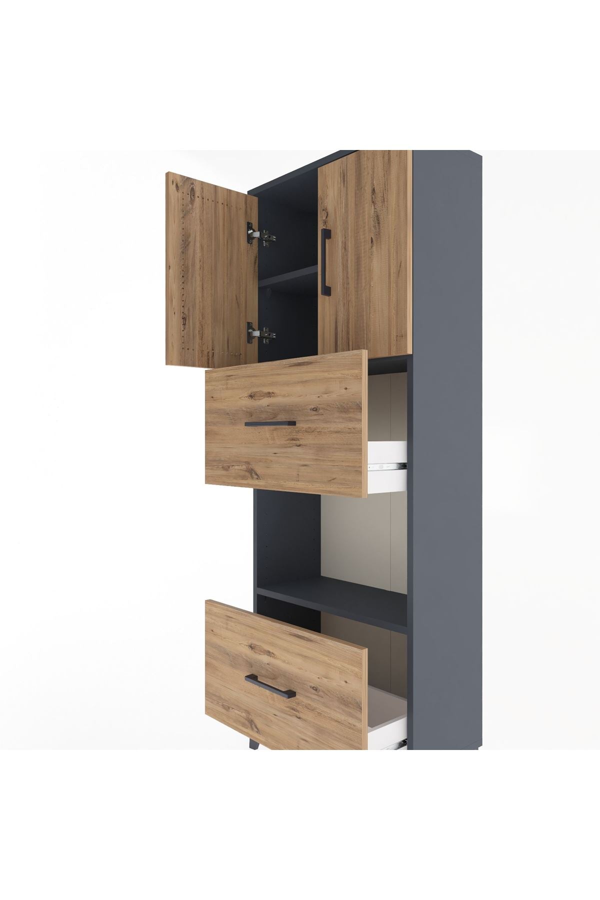 Arges Dolap 3 Raflı 2 Çekmeceli 2 Kapaklı 60x30x163 - S20M069V6A