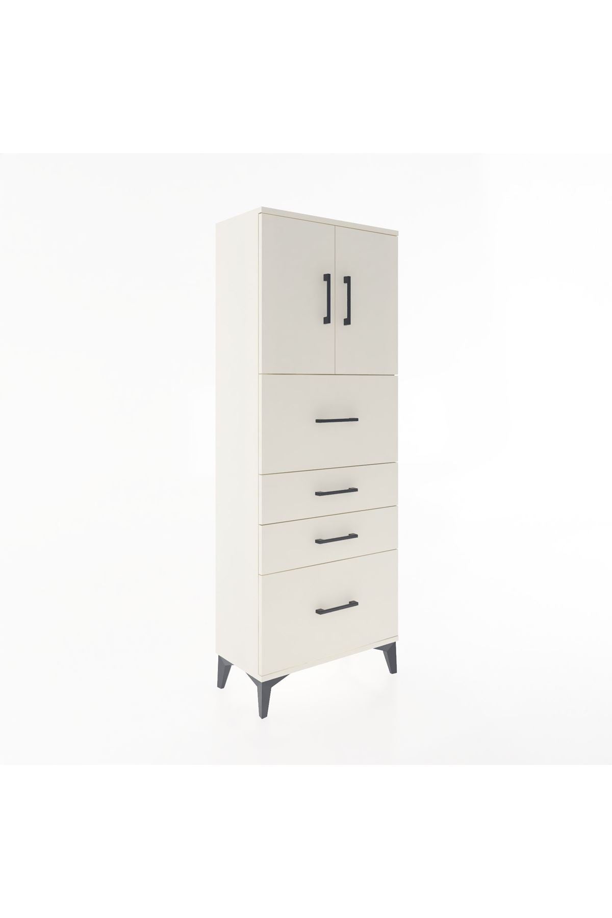 Arges Dolap 2 Raflı 4 Çekmeceli 2 Kapaklı 60x30x163 - S20M071V1A
