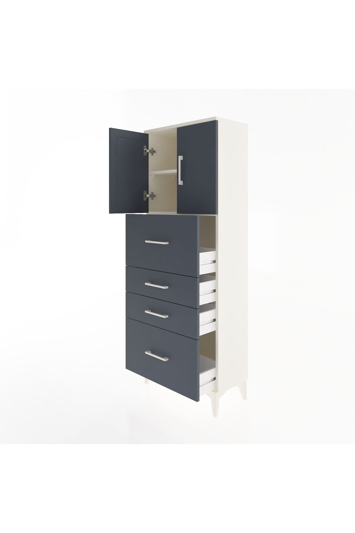 Arges Dolap 2 Raflı 4 Çekmeceli 2 Kapaklı 60x30x163 - S20M071V2A