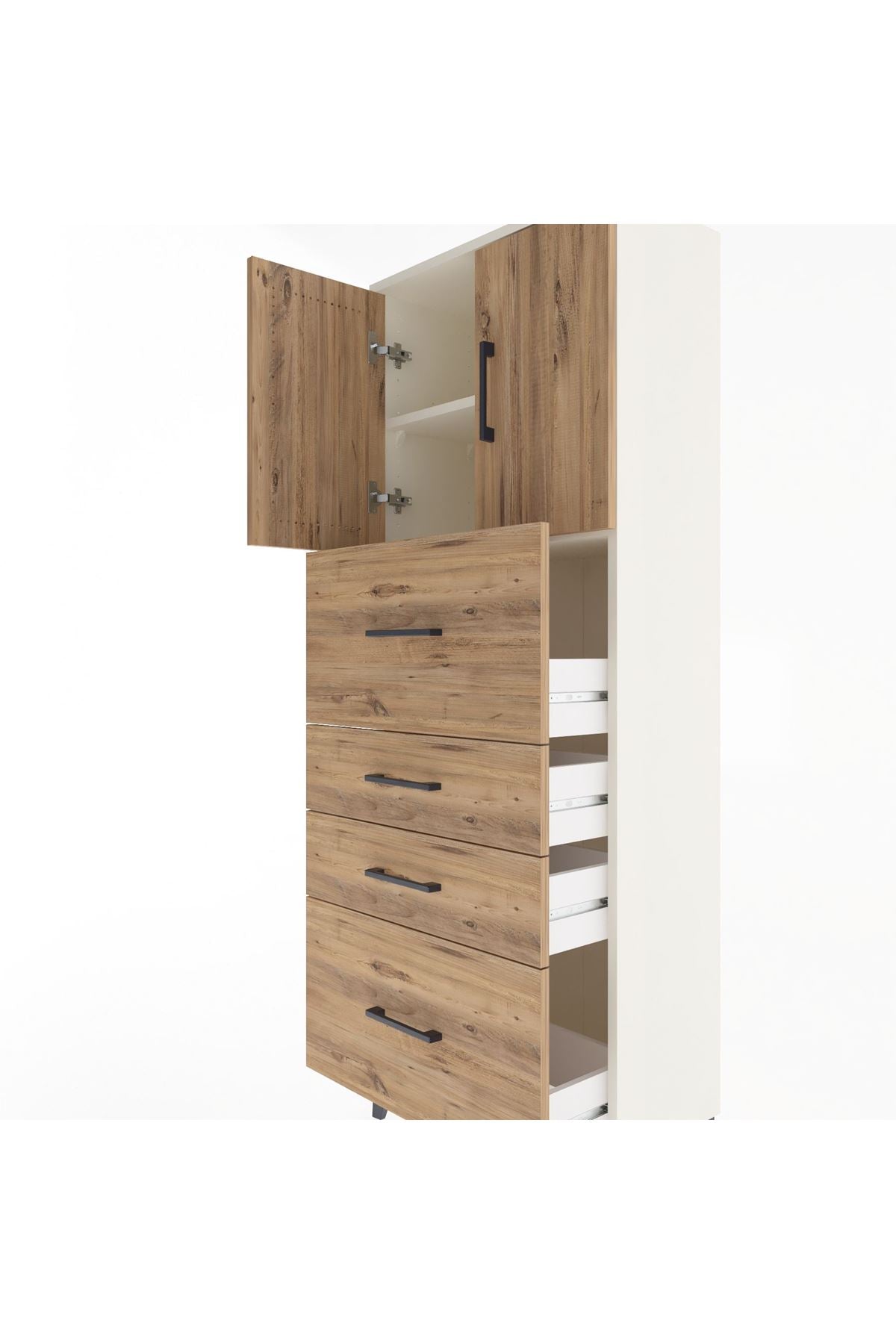 Arges Dolap 2 Raflı 4 Çekmeceli 2 Kapaklı 60x30x163 - S20M071V3A