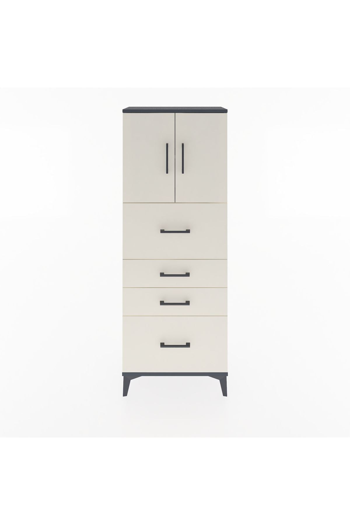 Arges Dolap 2 Raflı 4 Çekmeceli 2 Kapaklı 60x30x163 - S20M071V4A