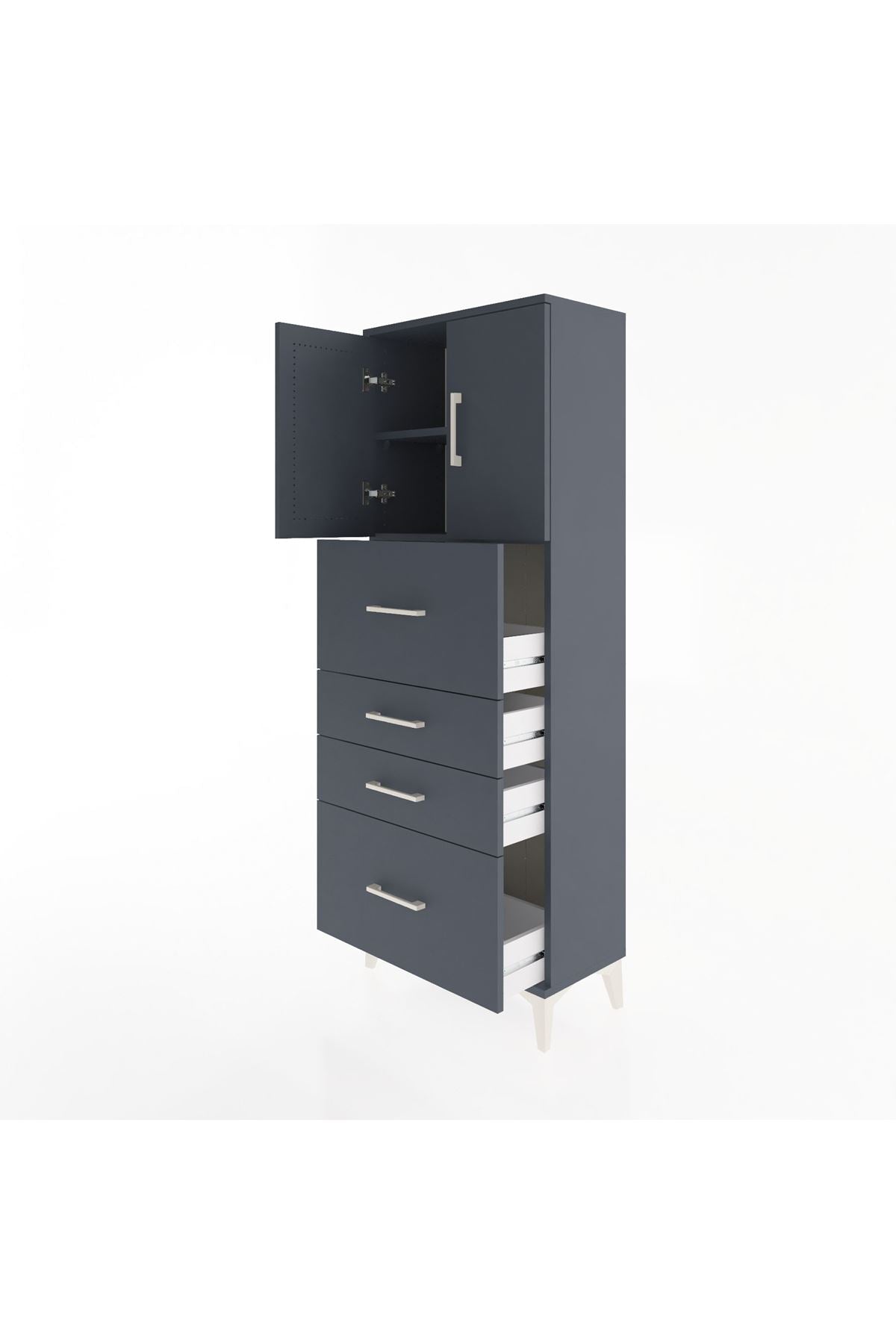 Arges Dolap 2 Raflı 4 Çekmeceli 2 Kapaklı 60x30x163 - S20M071V5A