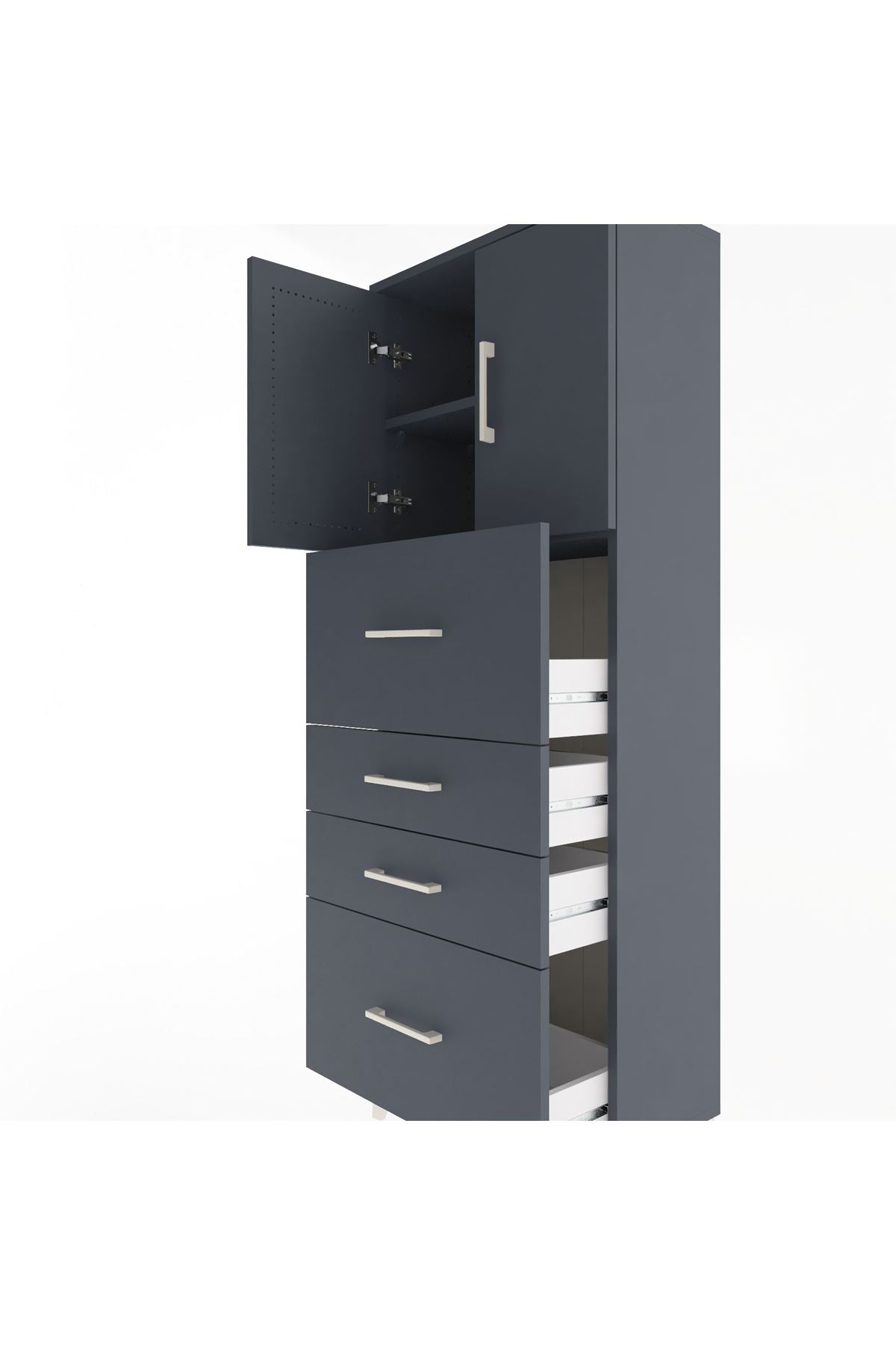 Arges Dolap 2 Raflı 4 Çekmeceli 2 Kapaklı 60x30x163 - S20M071V5A