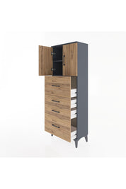 Arges Dolap 2 Raflı 4 Çekmeceli 2 Kapaklı 60x30x163 - S20M071V6A