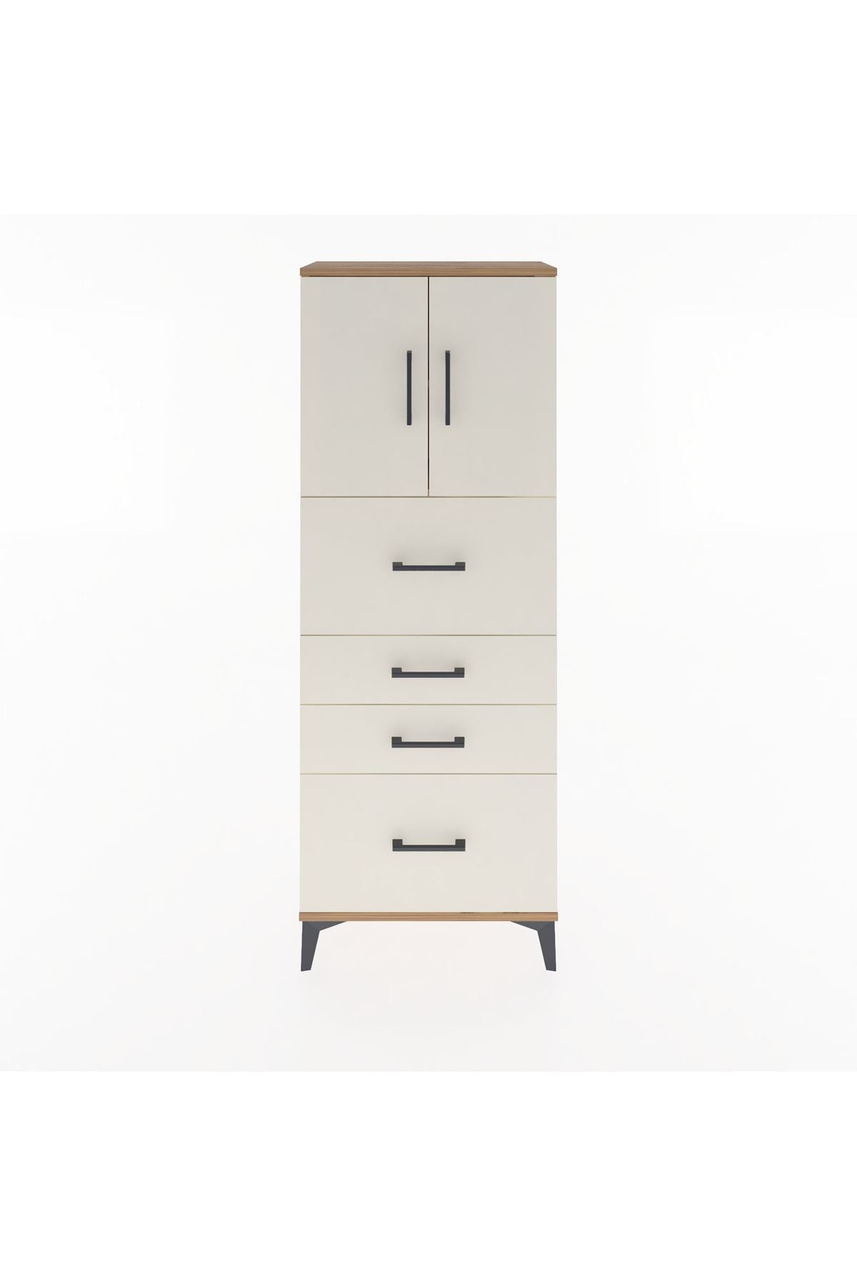 Arges Dolap 2 Raflı 4 Çekmeceli 2 Kapaklı 60x30x163 - S20M071V7A