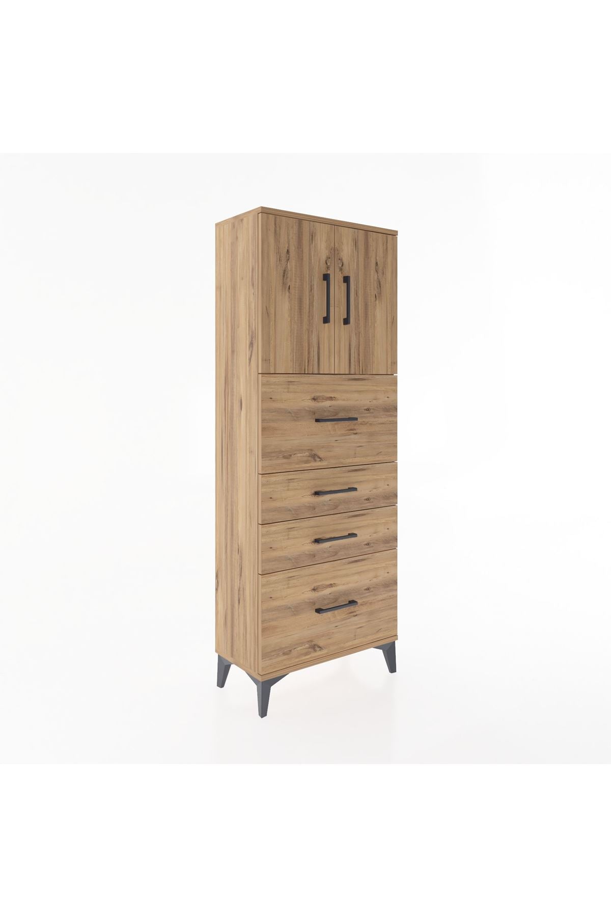 Arges Dolap 2 Raflı 4 Çekmeceli 2 Kapaklı 60x30x163 - S20M071V9A