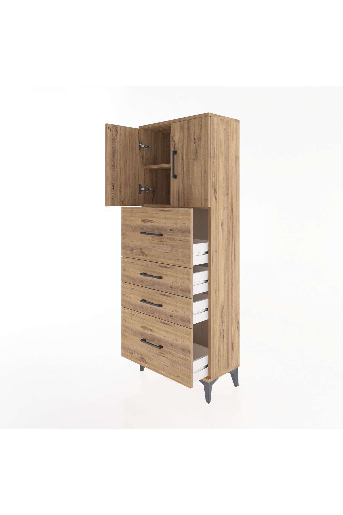 Arges Dolap 2 Raflı 4 Çekmeceli 2 Kapaklı 60x30x163 - S20M071V9A