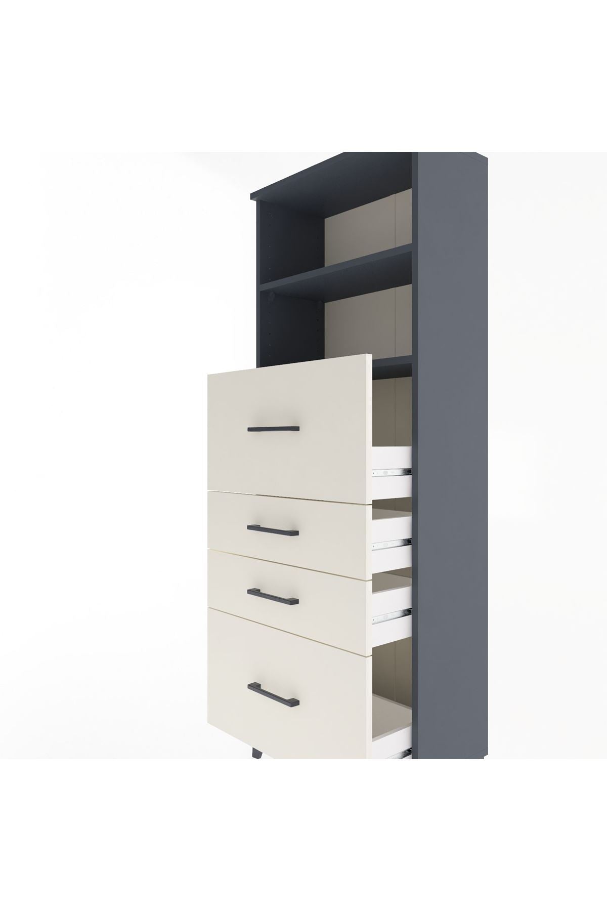 Arges Dolap 2 Raflı 4 Çekmeceli 60x30x163 - S20M072V4A