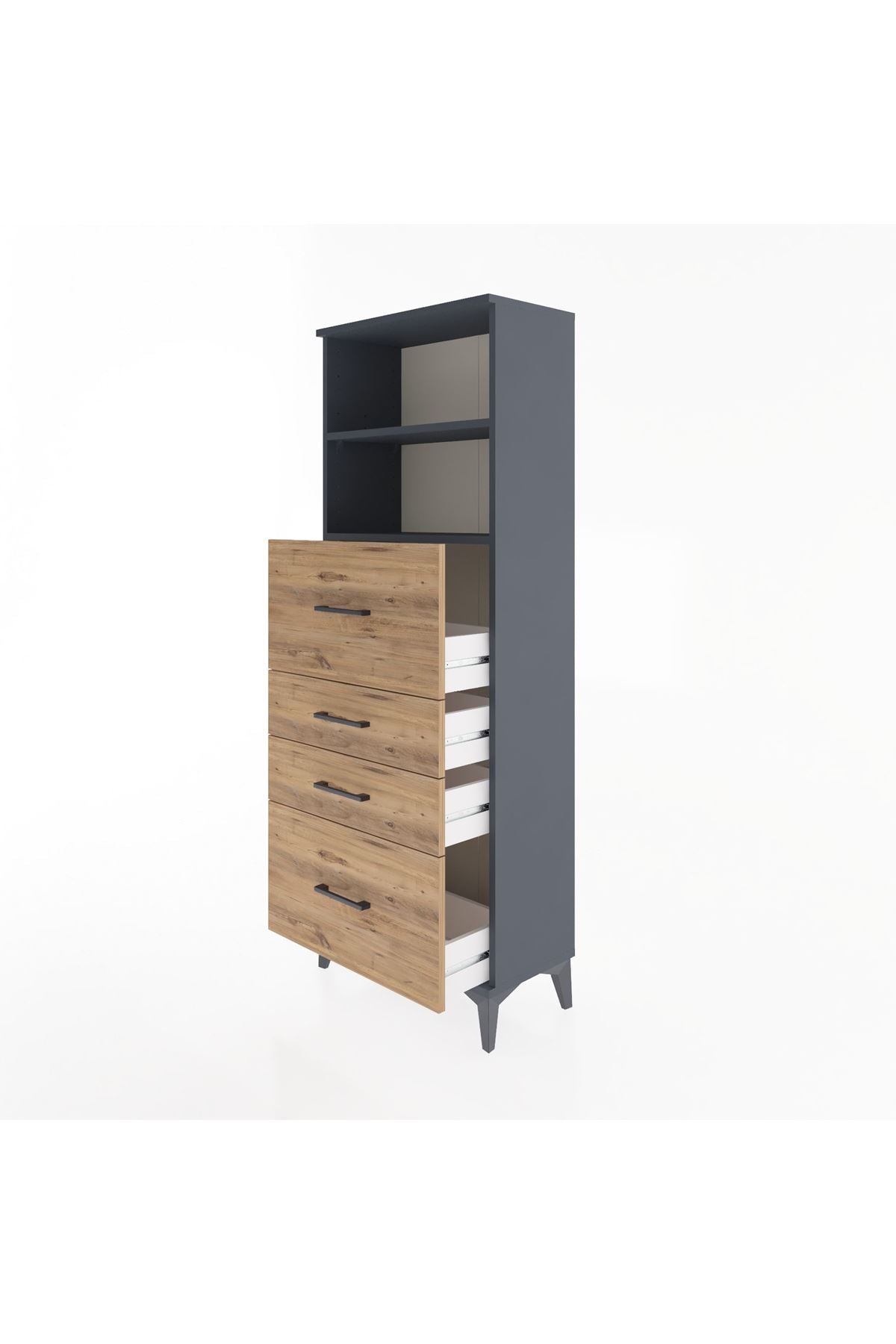 Arges Dolap 2 Raflı 4 Çekmeceli 60x30x163 - S20M072V6A
