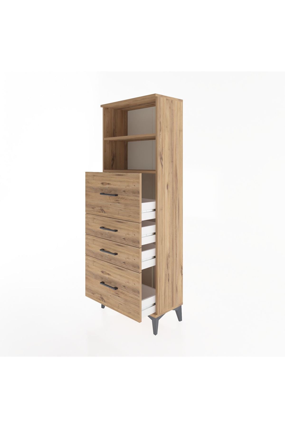 Arges Dolap 2 Raflı 4 Çekmeceli 60x30x163 - S20M072V9A