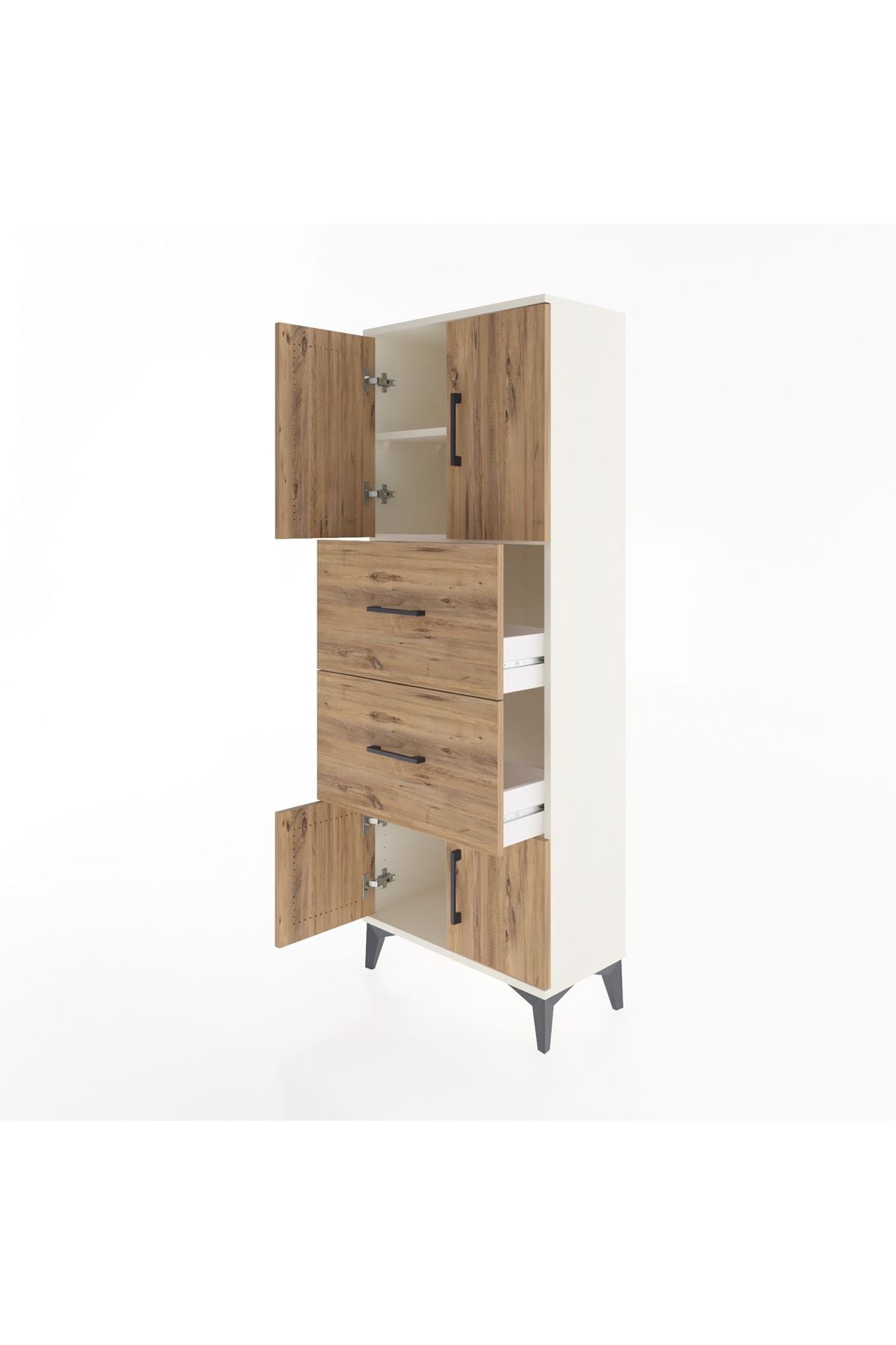 Arges Dolap 2 Raflı 2 Çekmeceli 4 Kapaklı 60x30x163 - S20M073V3A