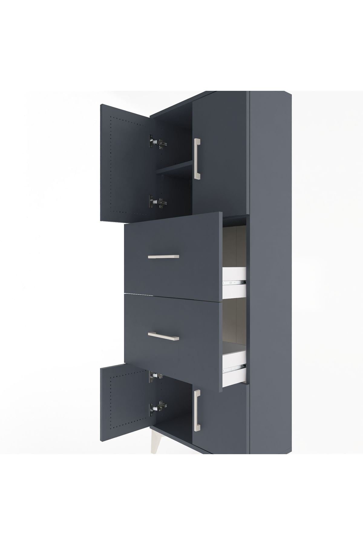 Arges Dolap 2 Raflı 2 Çekmeceli 4 Kapaklı 60x30x163 - S20M073V5A