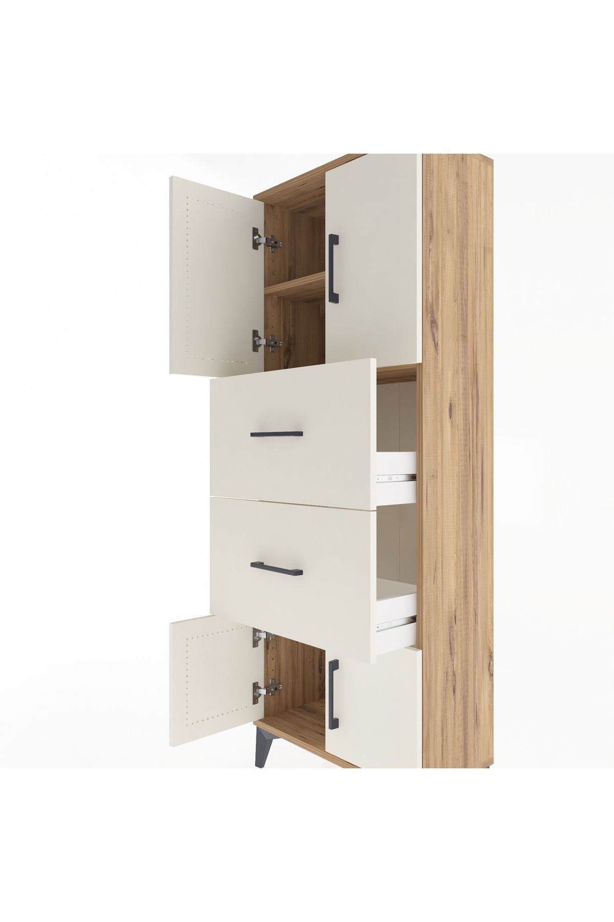Arges Dolap 2 Raflı 2 Çekmeceli 4 Kapaklı 60x30x163 - S20M073V7A