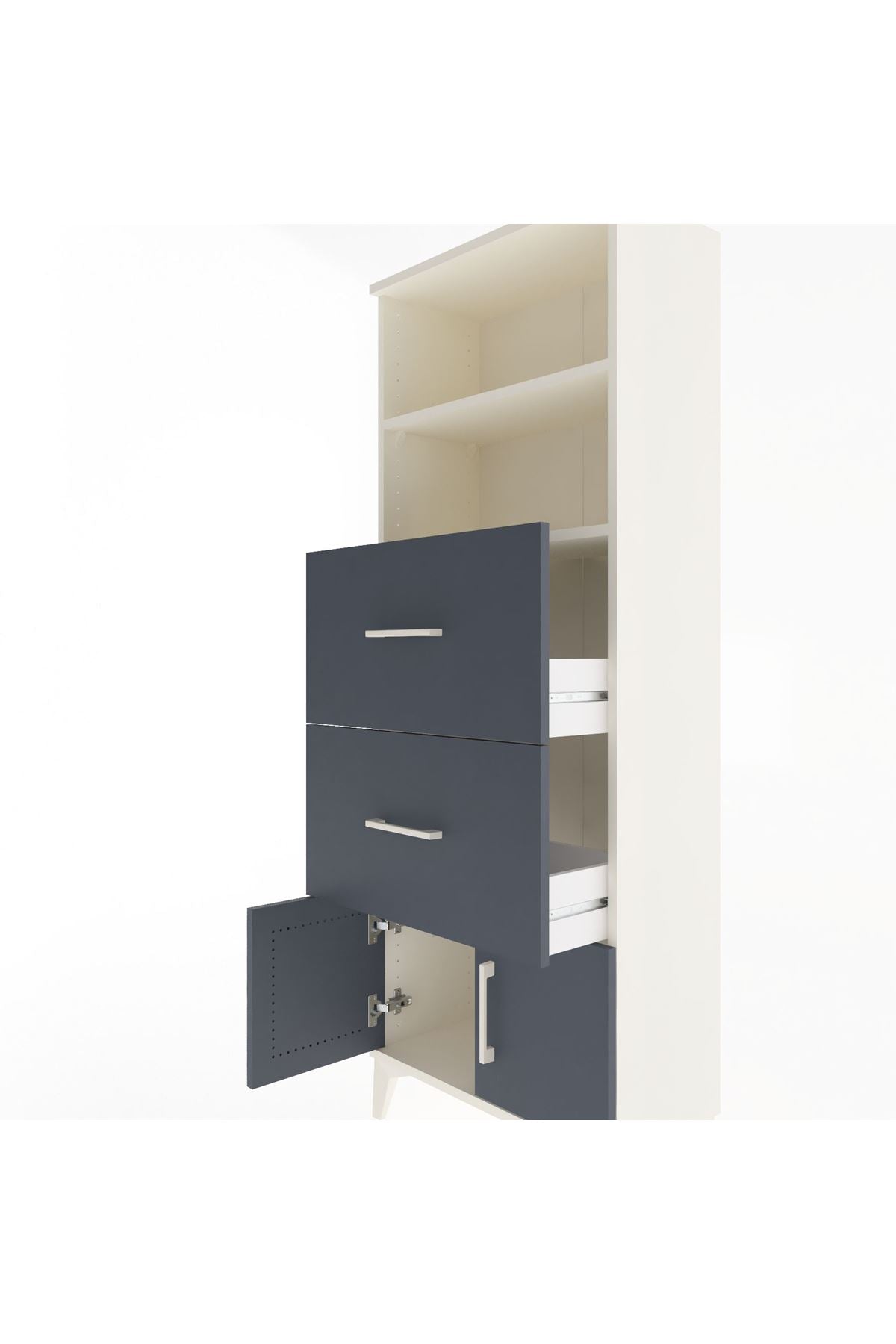 Arges Dolap 2 Raflı 2 Çekmeceli 2 Kapaklı 60x30x163 - S20M074V2A