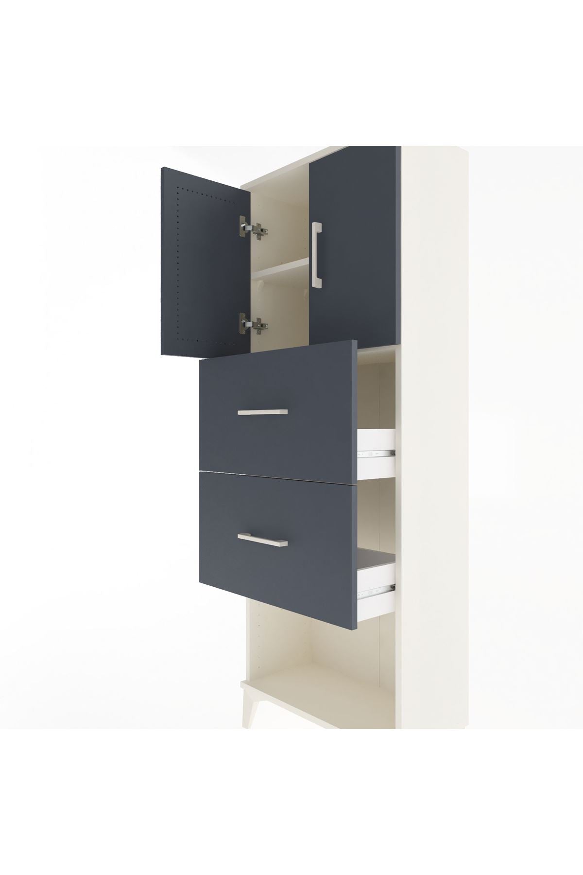 Arges Dolap 2 Raflı 2 Çekmeceli 2 Kapaklı 60x30x163 - S20M075V2A