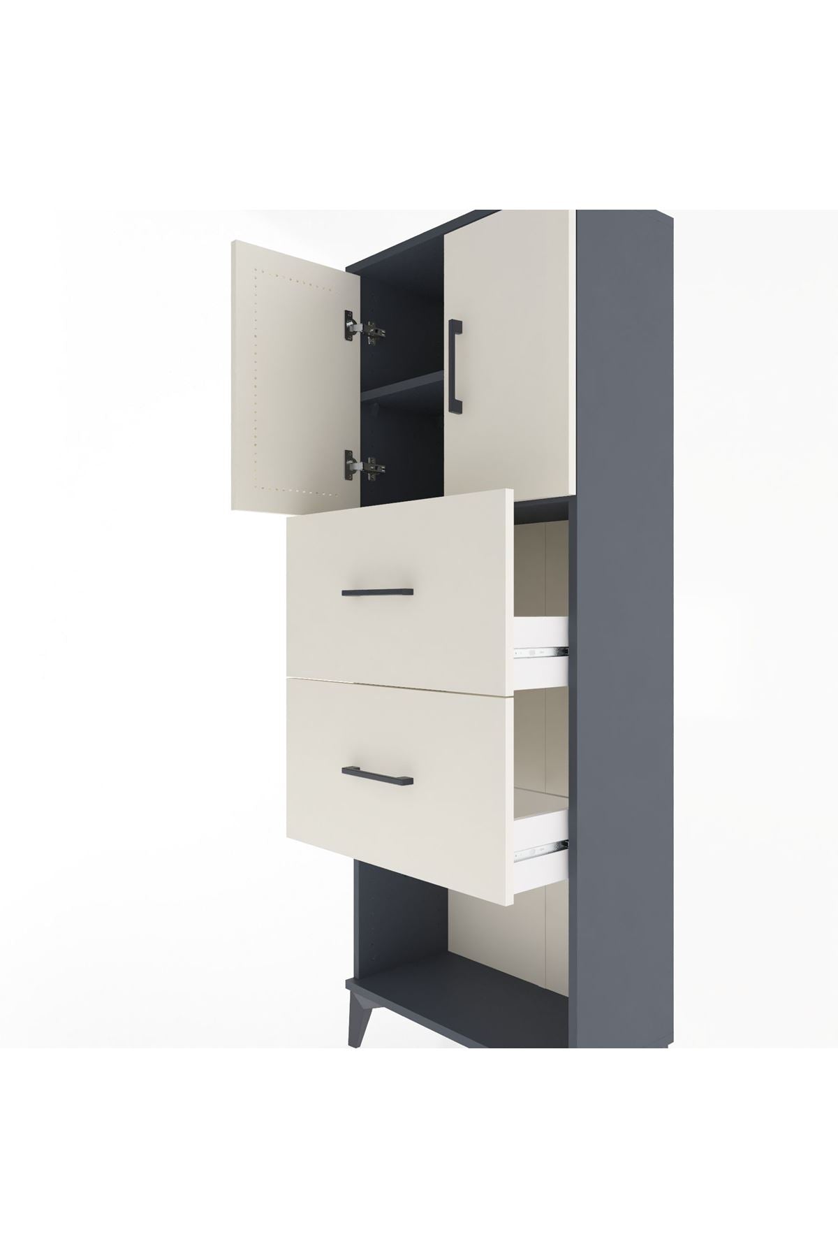 Arges Dolap 2 Raflı 2 Çekmeceli 2 Kapaklı 60x30x163 - S20M075V4A