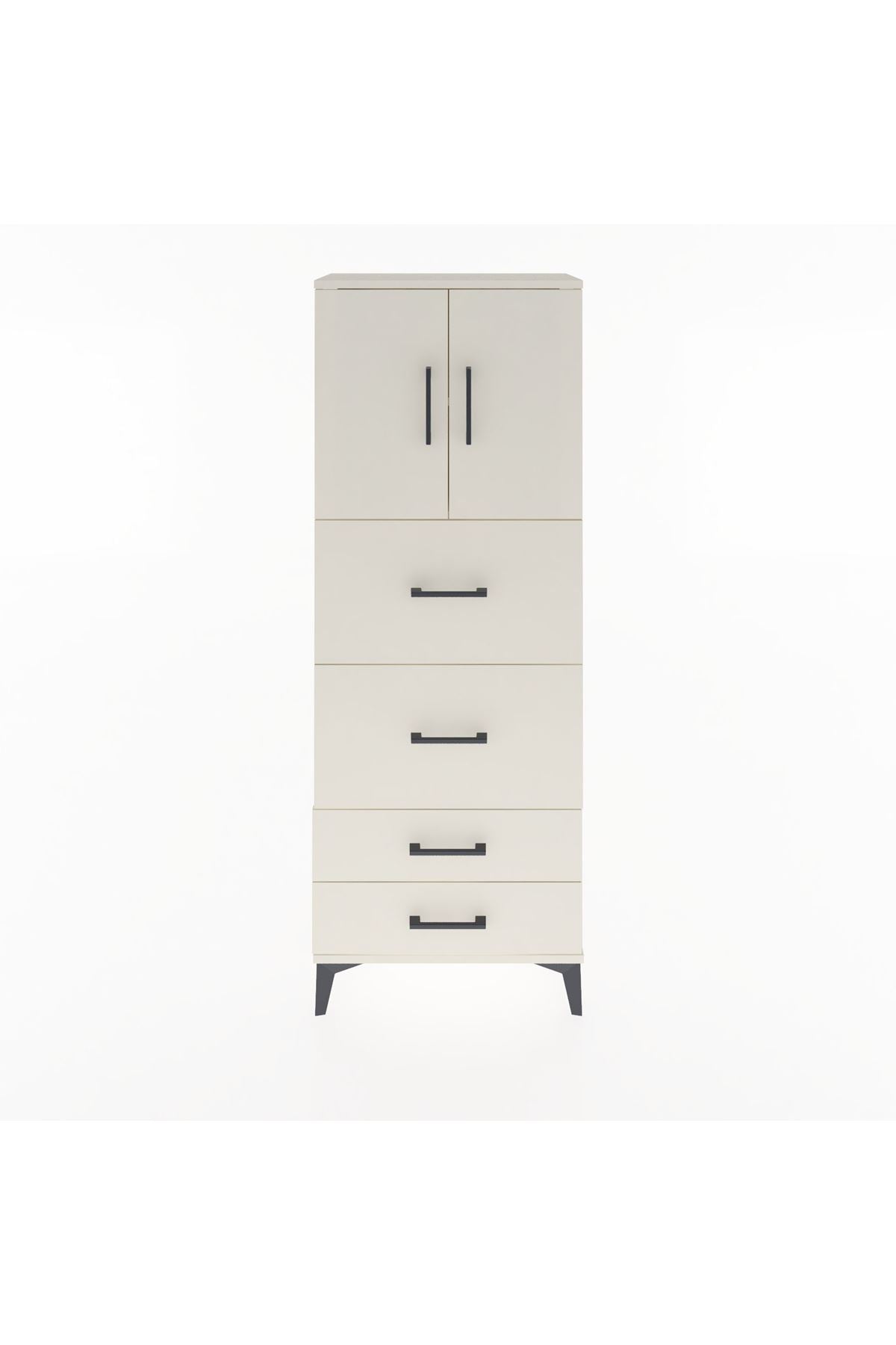 Arges Dolap 2 Raflı 4 Çekmeceli 2 Kapaklı 60x30x163 - S20M077V1A
