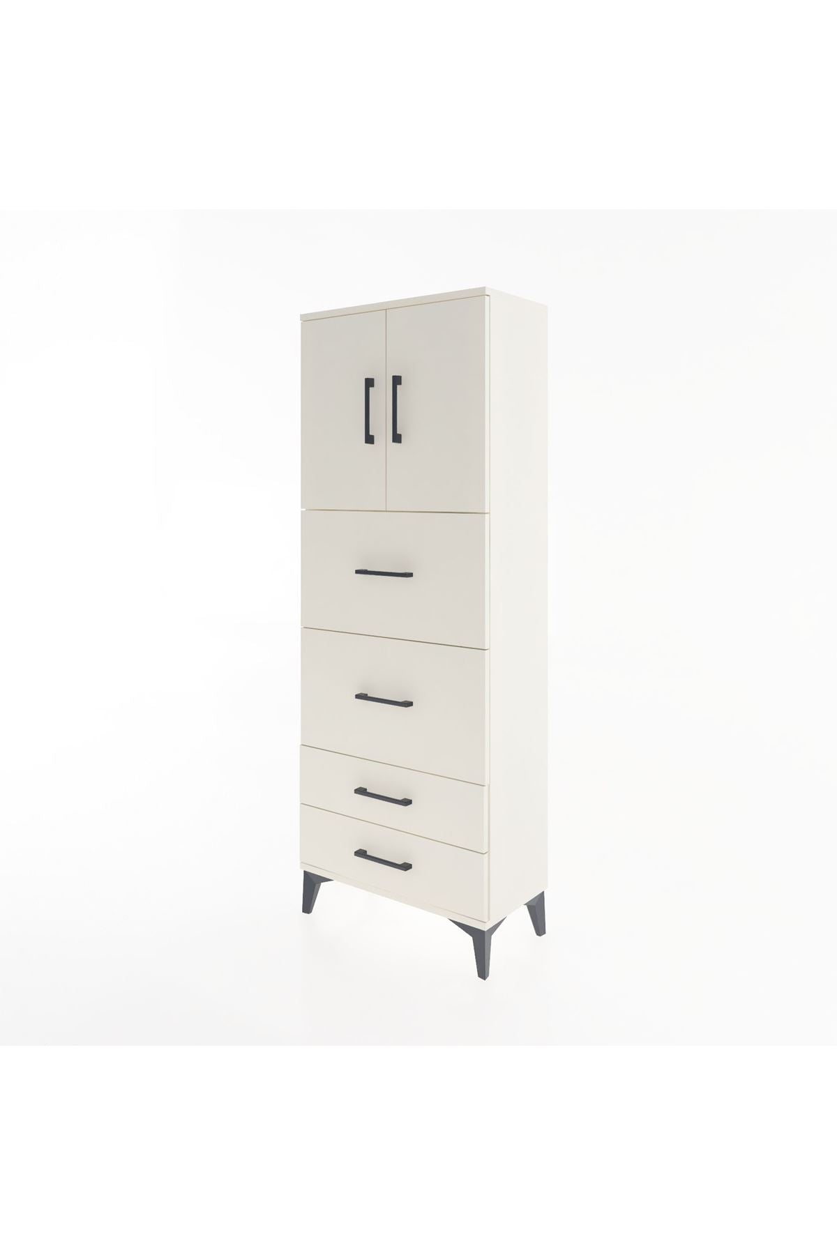 Arges Dolap 2 Raflı 4 Çekmeceli 2 Kapaklı 60x30x163 - S20M077V1A