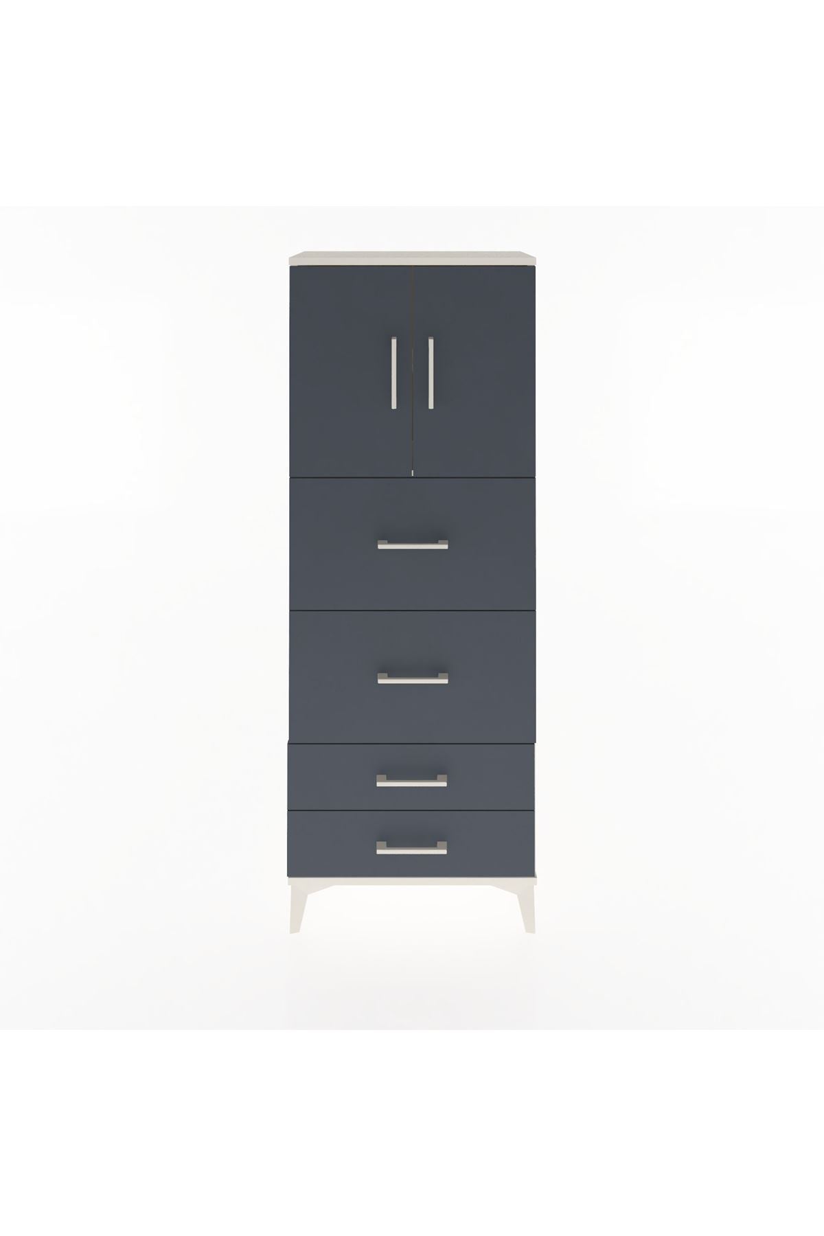 Arges Dolap 2 Raflı 4 Çekmeceli 2 Kapaklı 60x30x163 - S20M077V2A