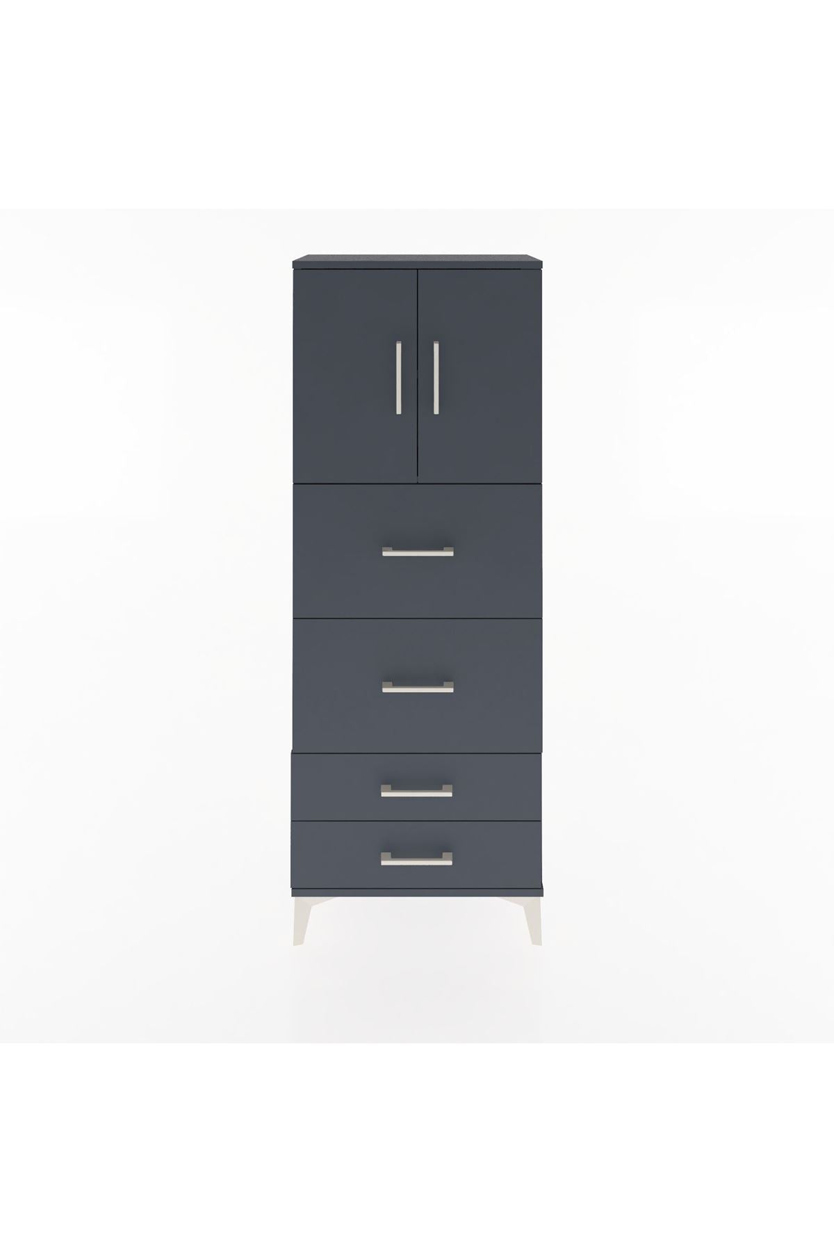 Arges Dolap 2 Raflı 4 Çekmeceli 2 Kapaklı 60x30x163 - S20M077V5A