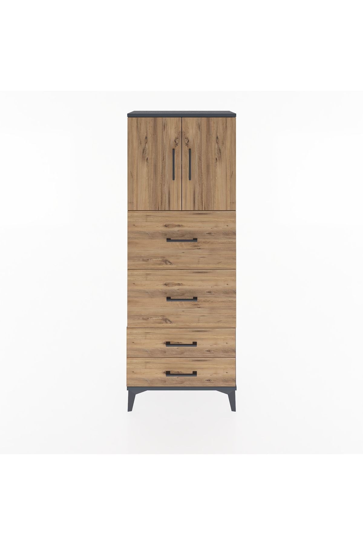 Arges Dolap 2 Raflı 4 Çekmeceli 2 Kapaklı 60x30x163 - S20M077V6A