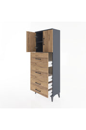Arges Dolap 2 Raflı 4 Çekmeceli 2 Kapaklı 60x30x163 - S20M077V6A